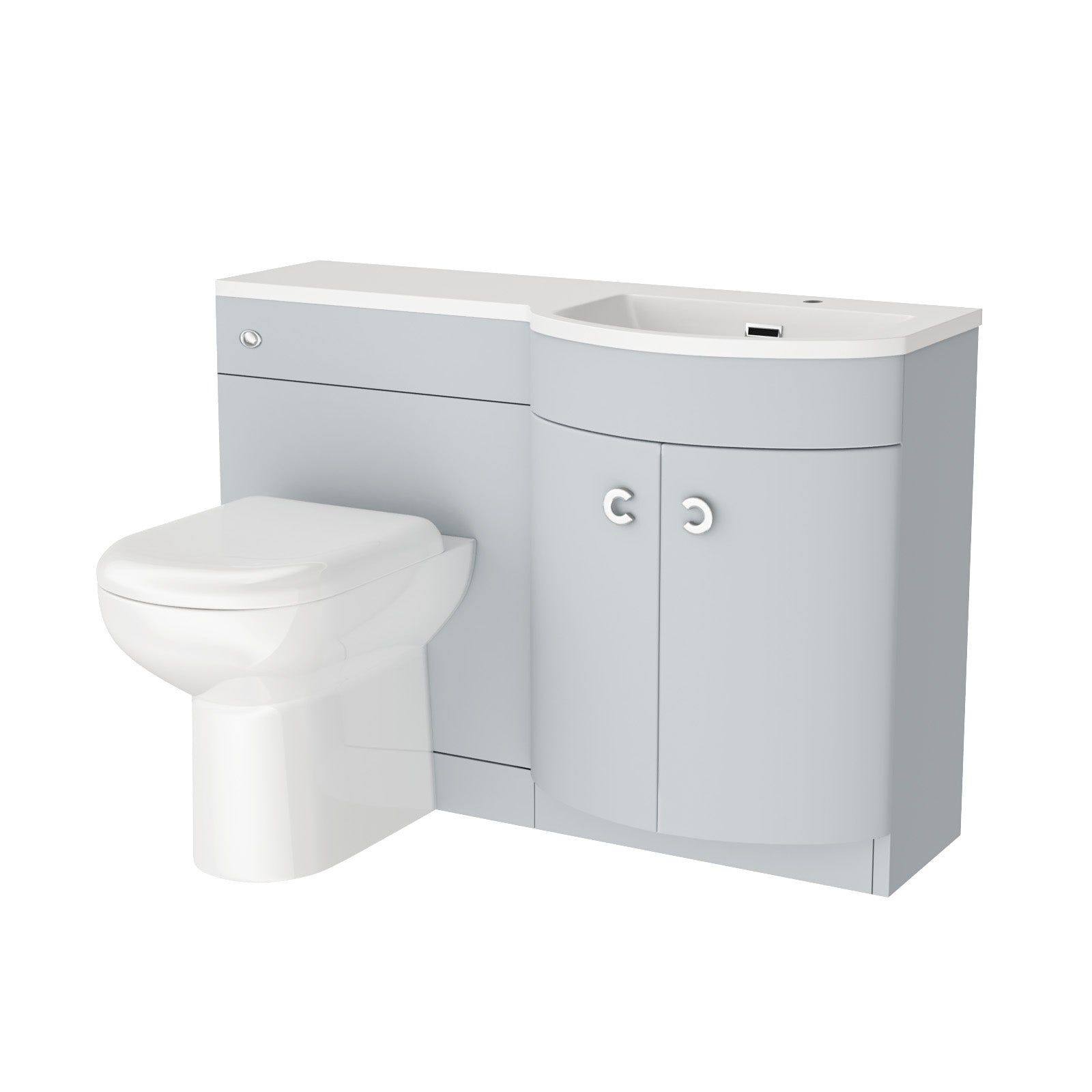 Dene Matte Grey 1100mm Right Hand Sink Combination Vanity Unit & BTW Toilet