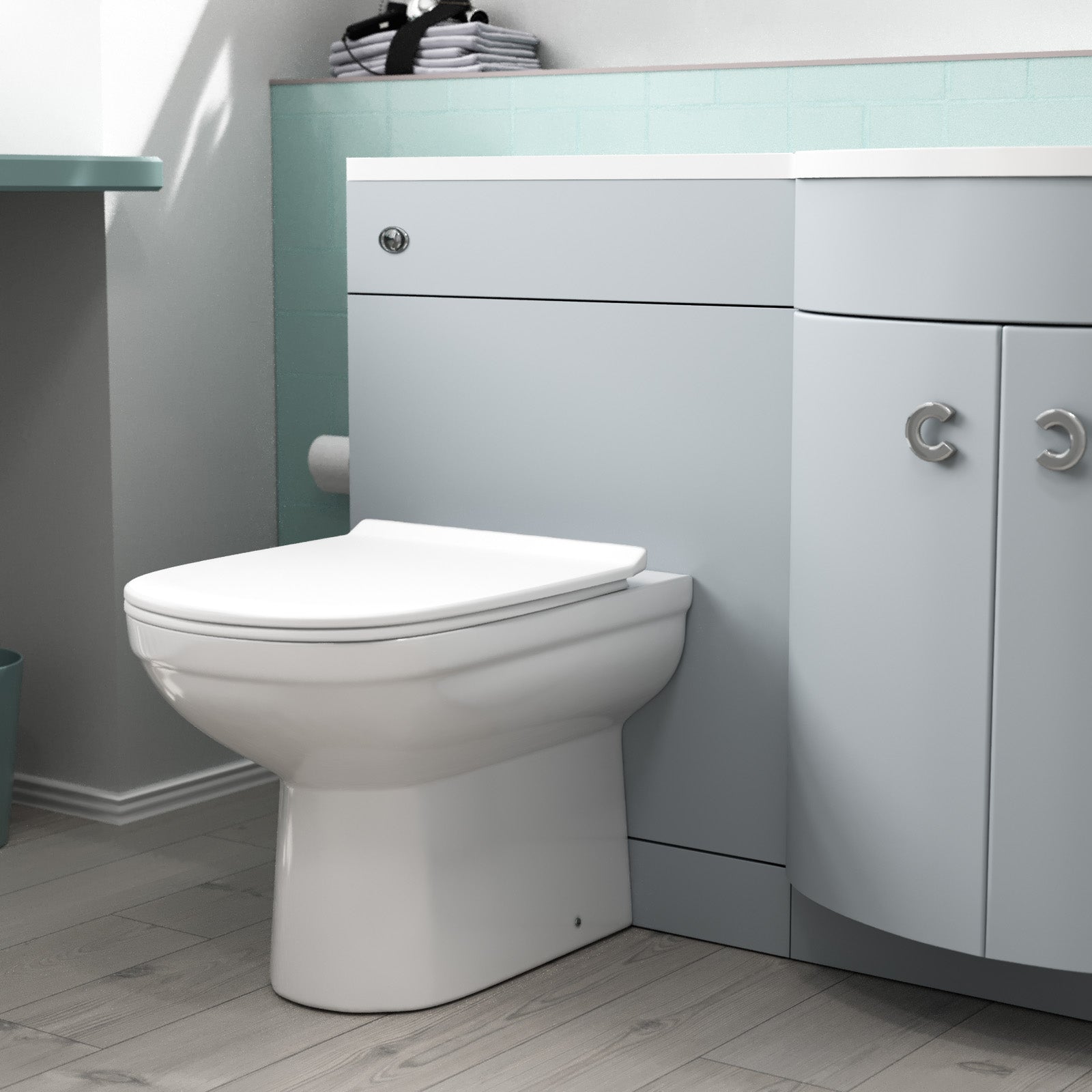 Dene 1100mm Matte Grey RH Basin Vanity, WC Unit & Back to Wall Toilet