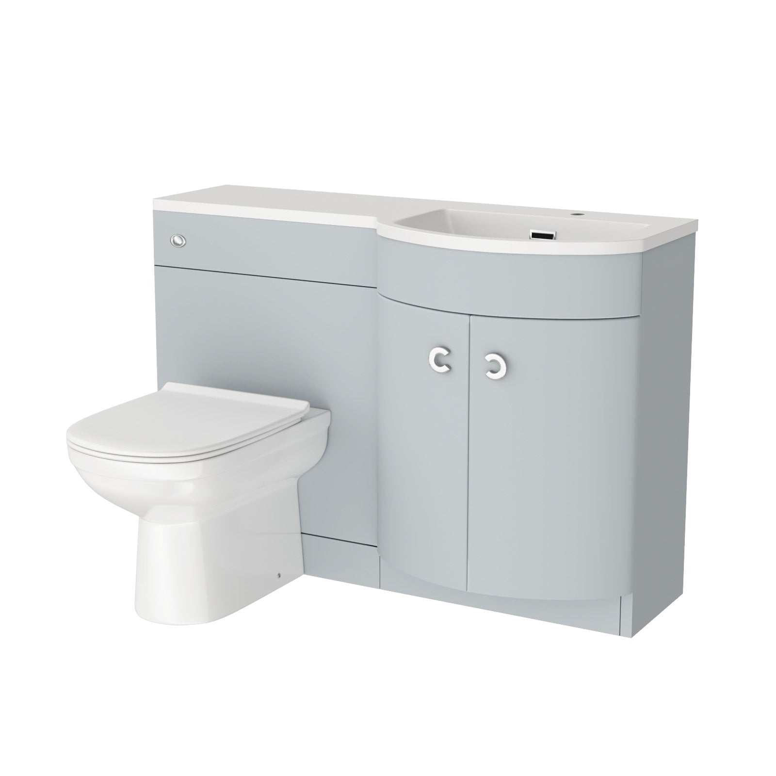 Dene 1100mm Matte Grey RH Basin Vanity, WC Unit & Back to Wall Toilet