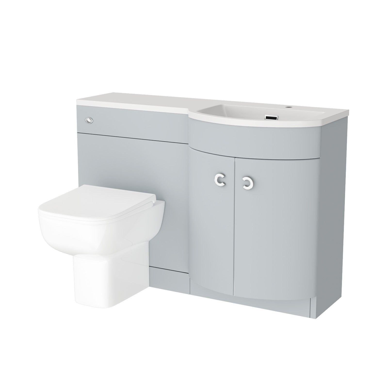 Dene Matte Grey 1100mm P Shaped RH Vanity Basin WC Unit & BTW Modern Toilet