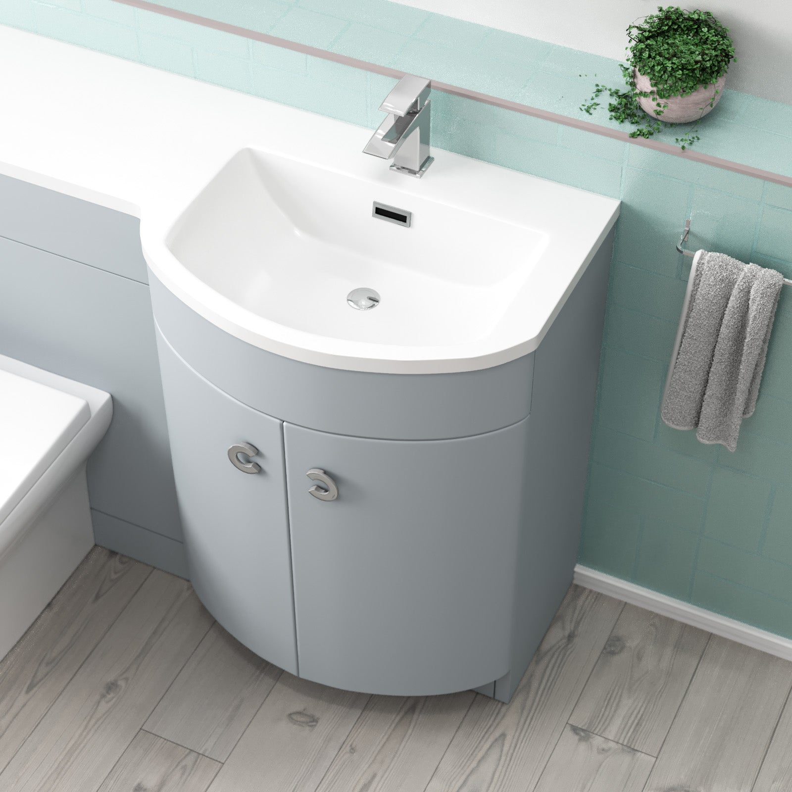 Dene Matte Grey 1100 mm RH Sink Vanity WC Unit & Back To Wall Toilet