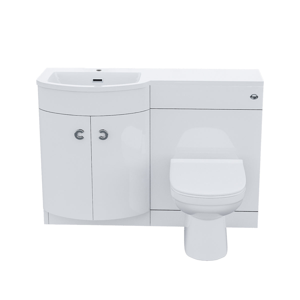 Dene White LH 1100mm Vanity Basin Unit White & Eslo Back to Wall Toilet
