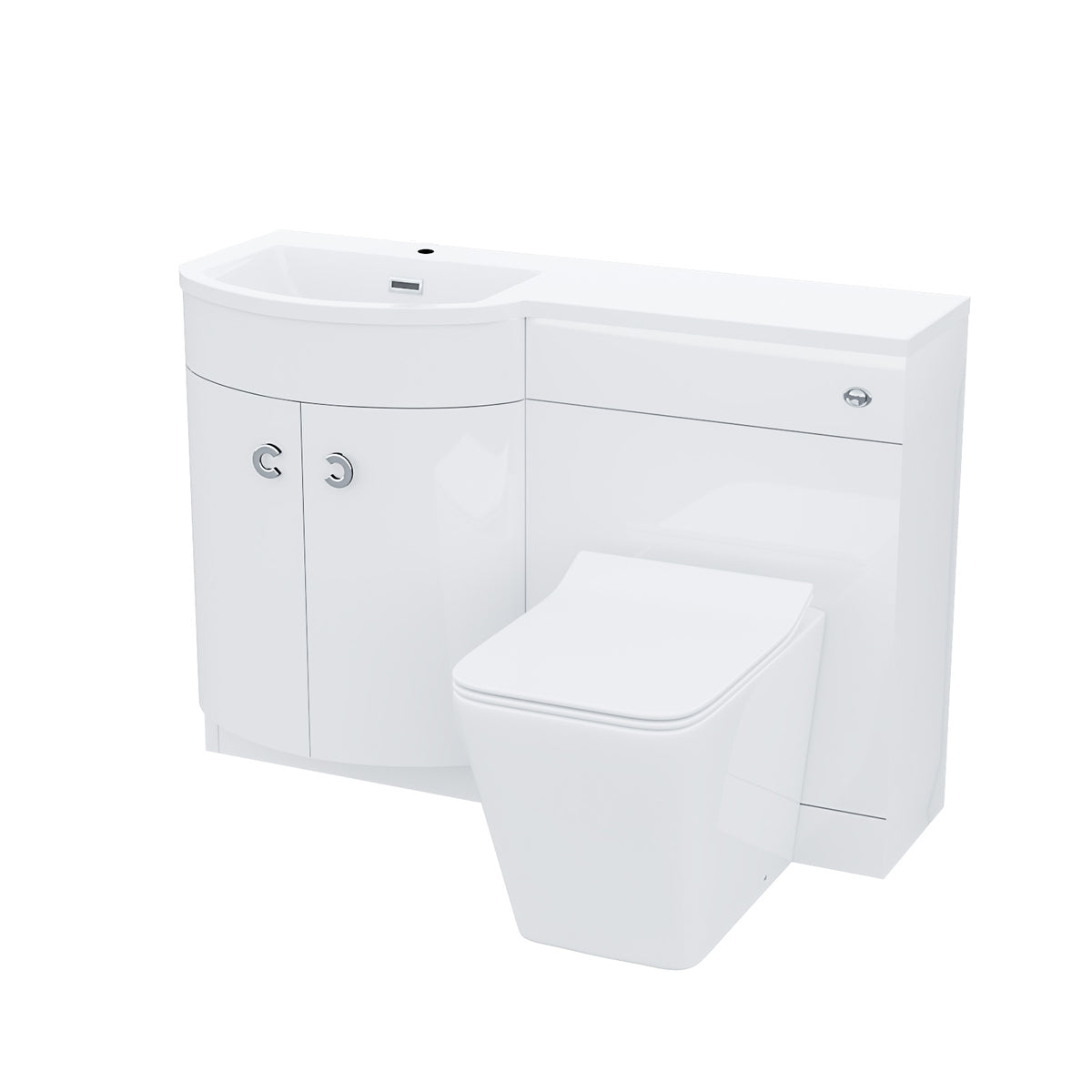 Dene White 1100mm LH Vanity Unit and WC Toilet Cabinet Furniture