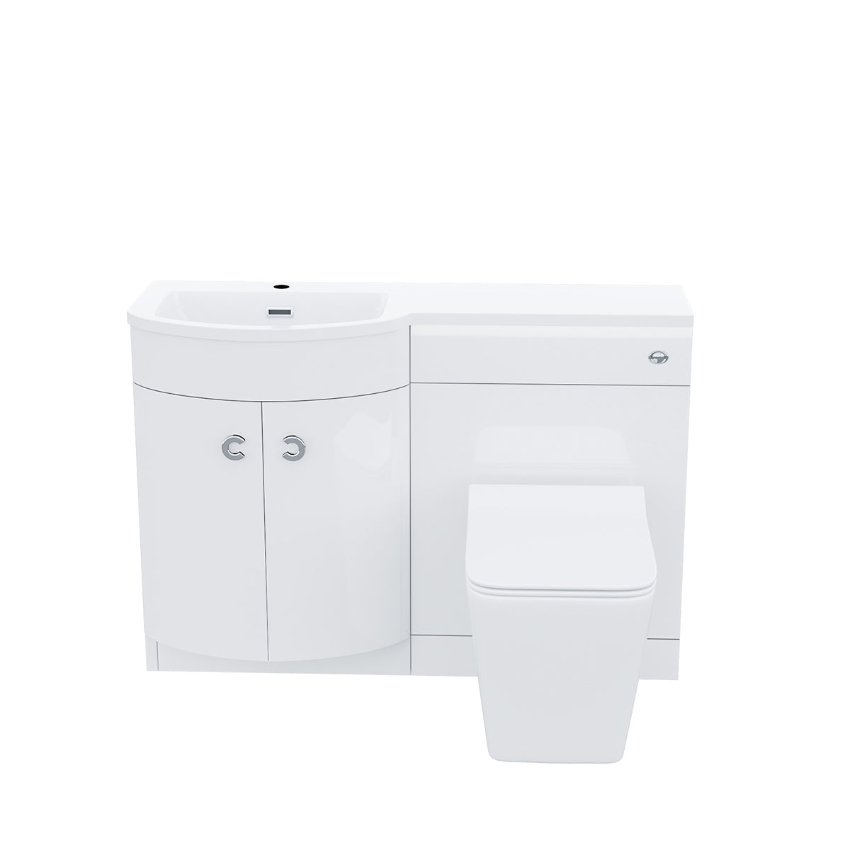 Dene White 1100mm LH Vanity Unit and WC Toilet Cabinet Furniture