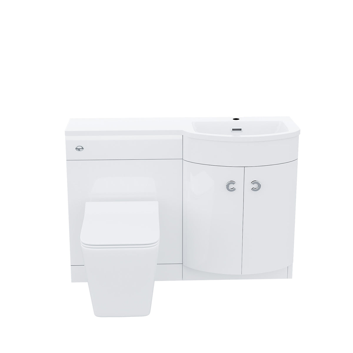 White 1100mm RH Vanity Unit and WC Toilet Sink Cabinet Combination