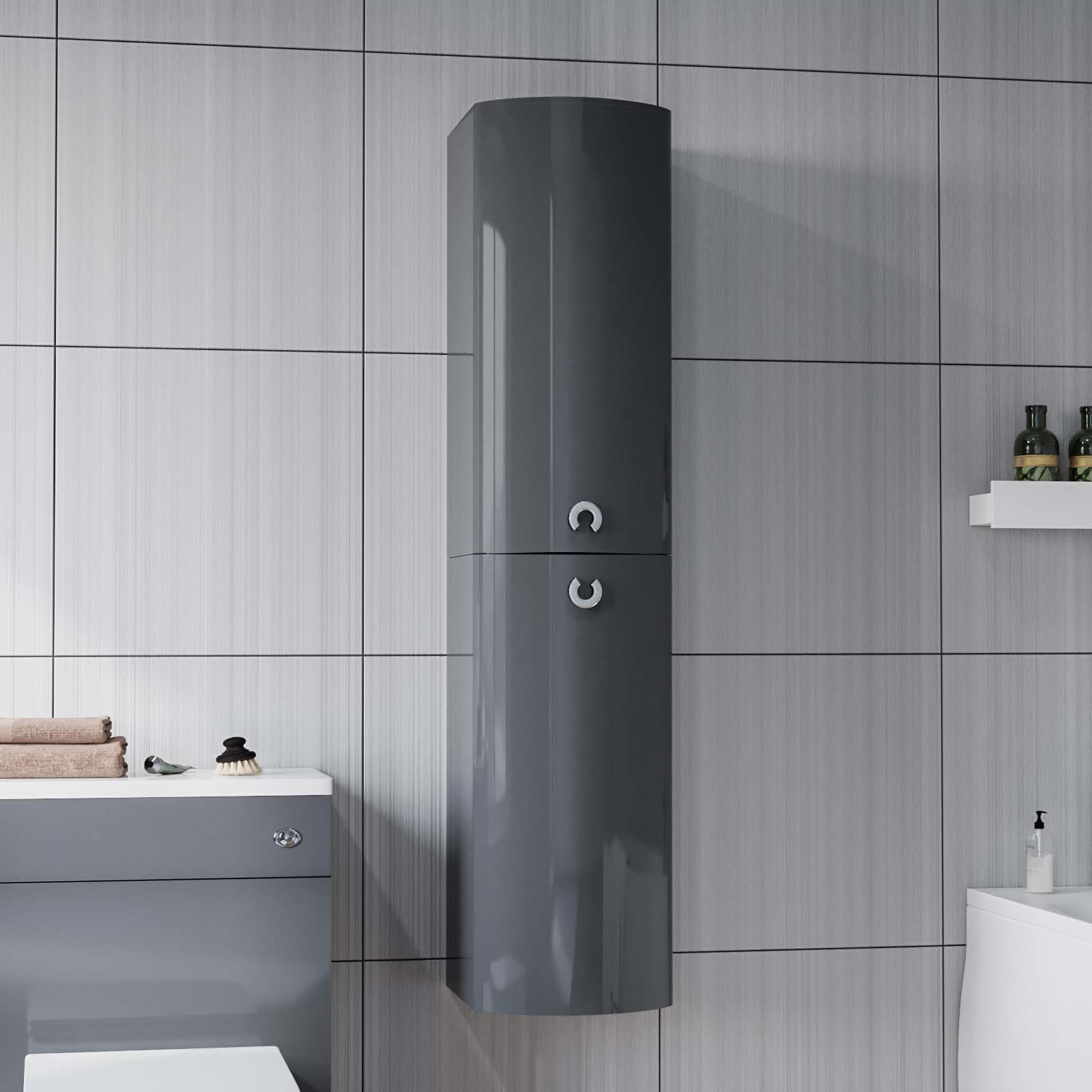 Dene 1400 mm Bathroom Wall Hung Cabinet Storage Tall Shelf Furniture Anthracite