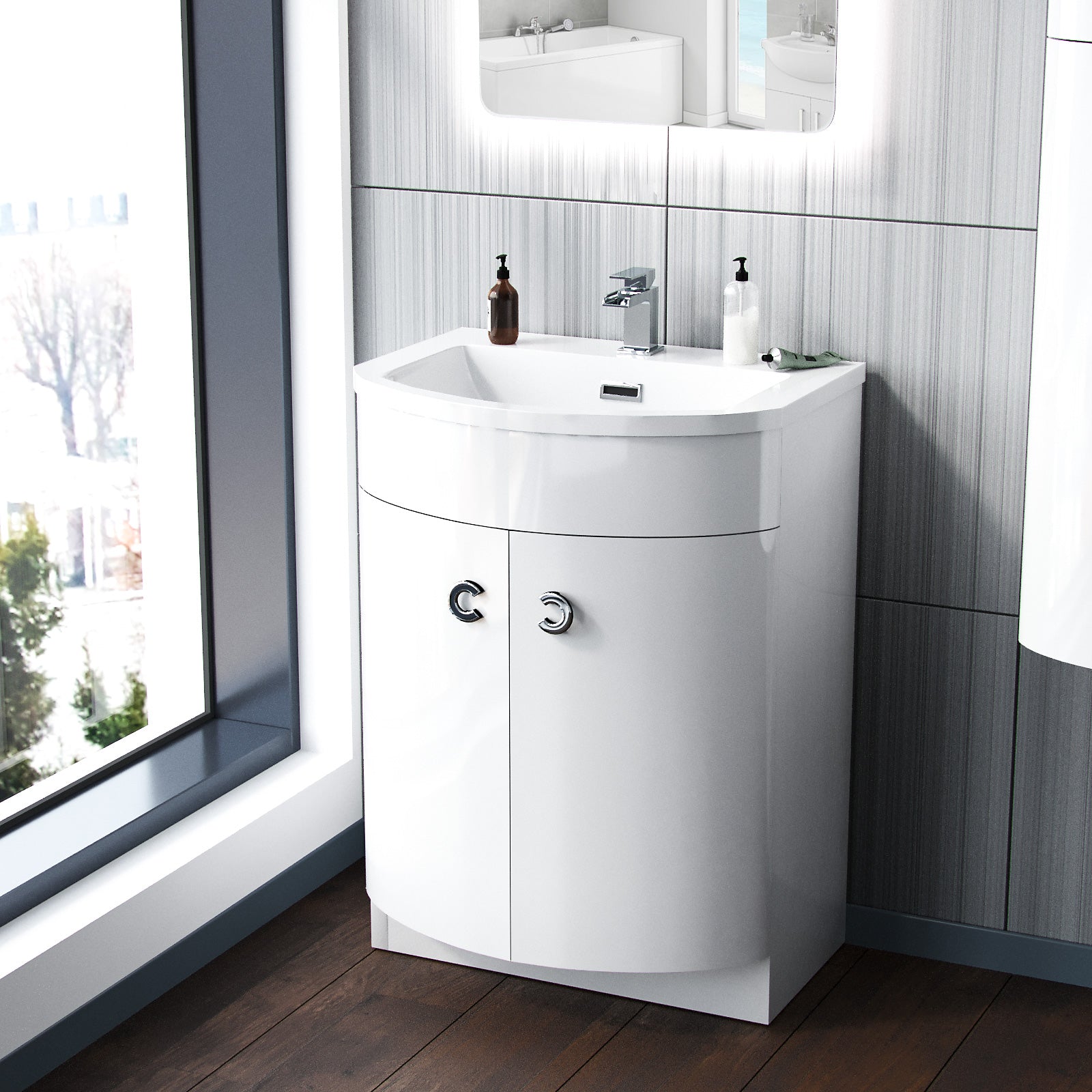 Dene 600mm Freestanding Basin Vanity Unit White