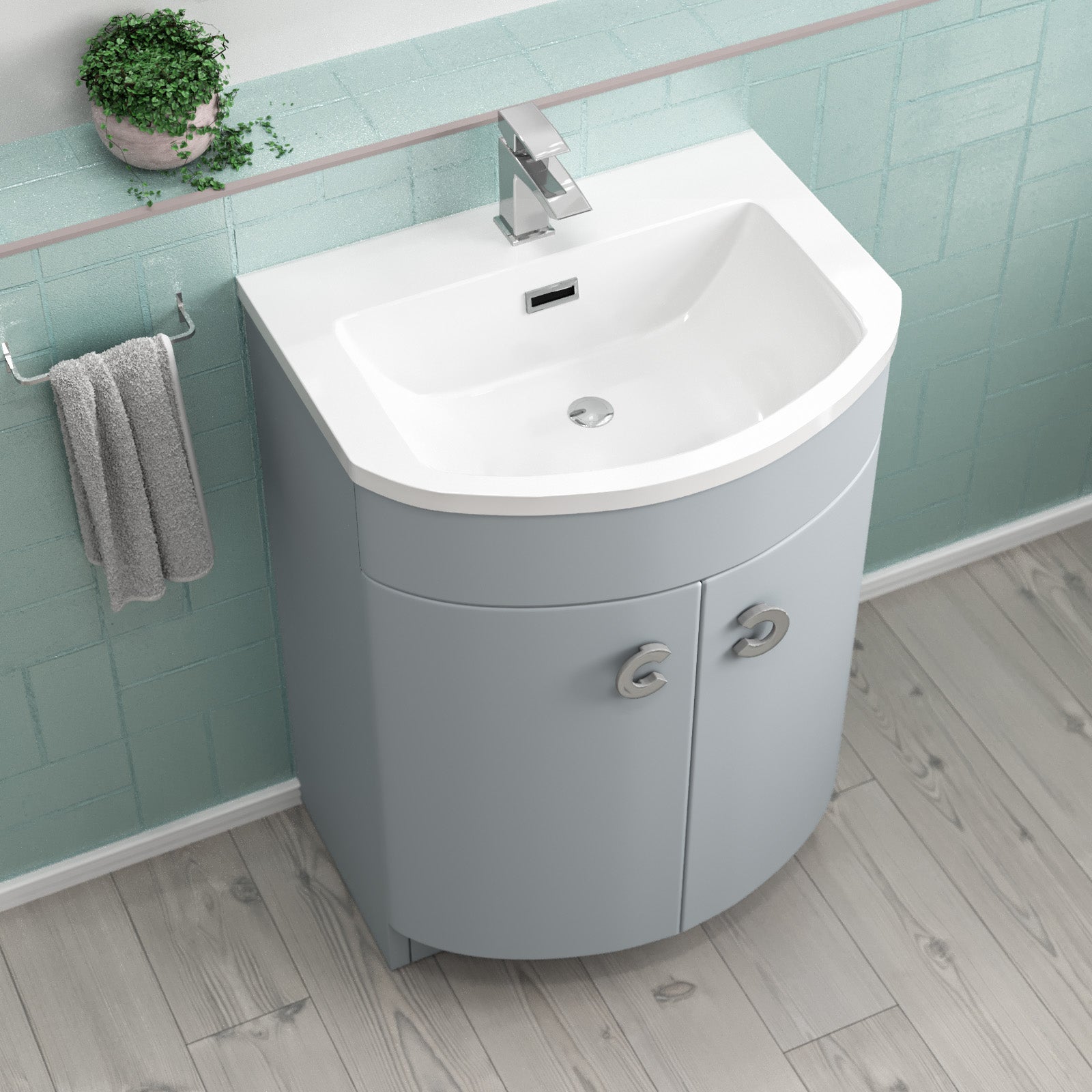 Dene Freestanding Modern 600mm Matte Grey Basin Vanity Unit