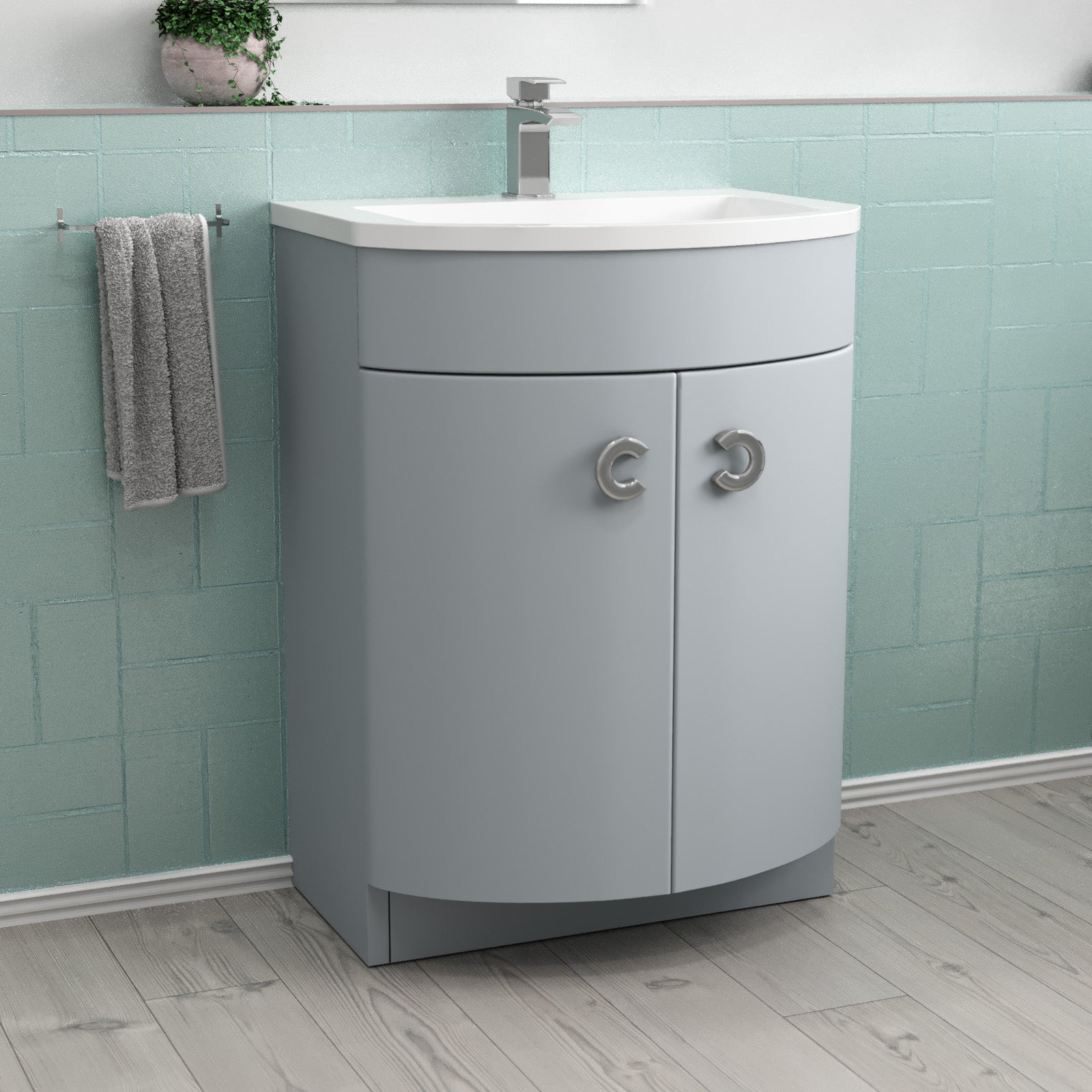 Dene Freestanding Modern 600mm Matte Grey Basin Vanity Unit