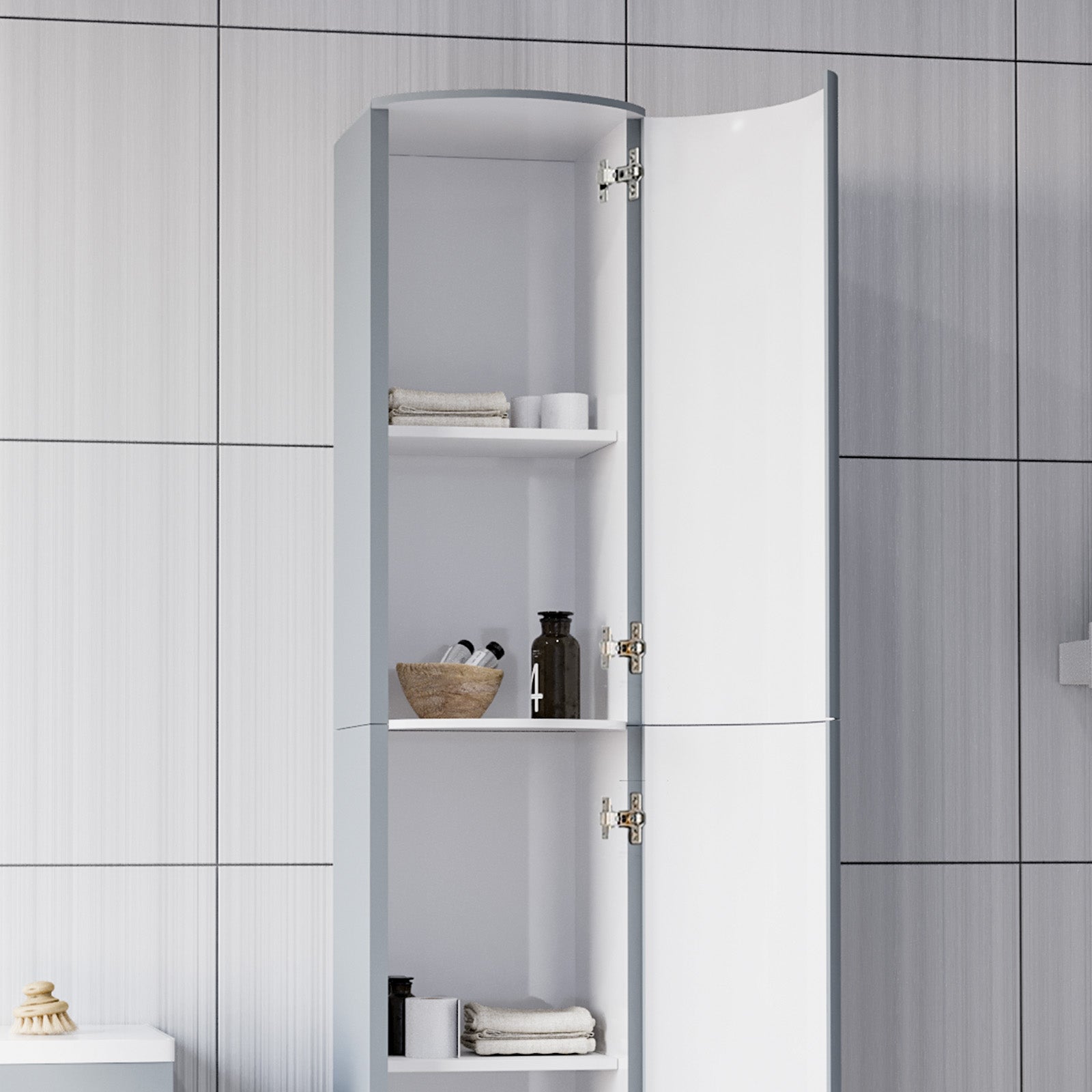 Matte Grey 600mm Freestanding Basin Vanity Unit & Wall Bathroom Storage