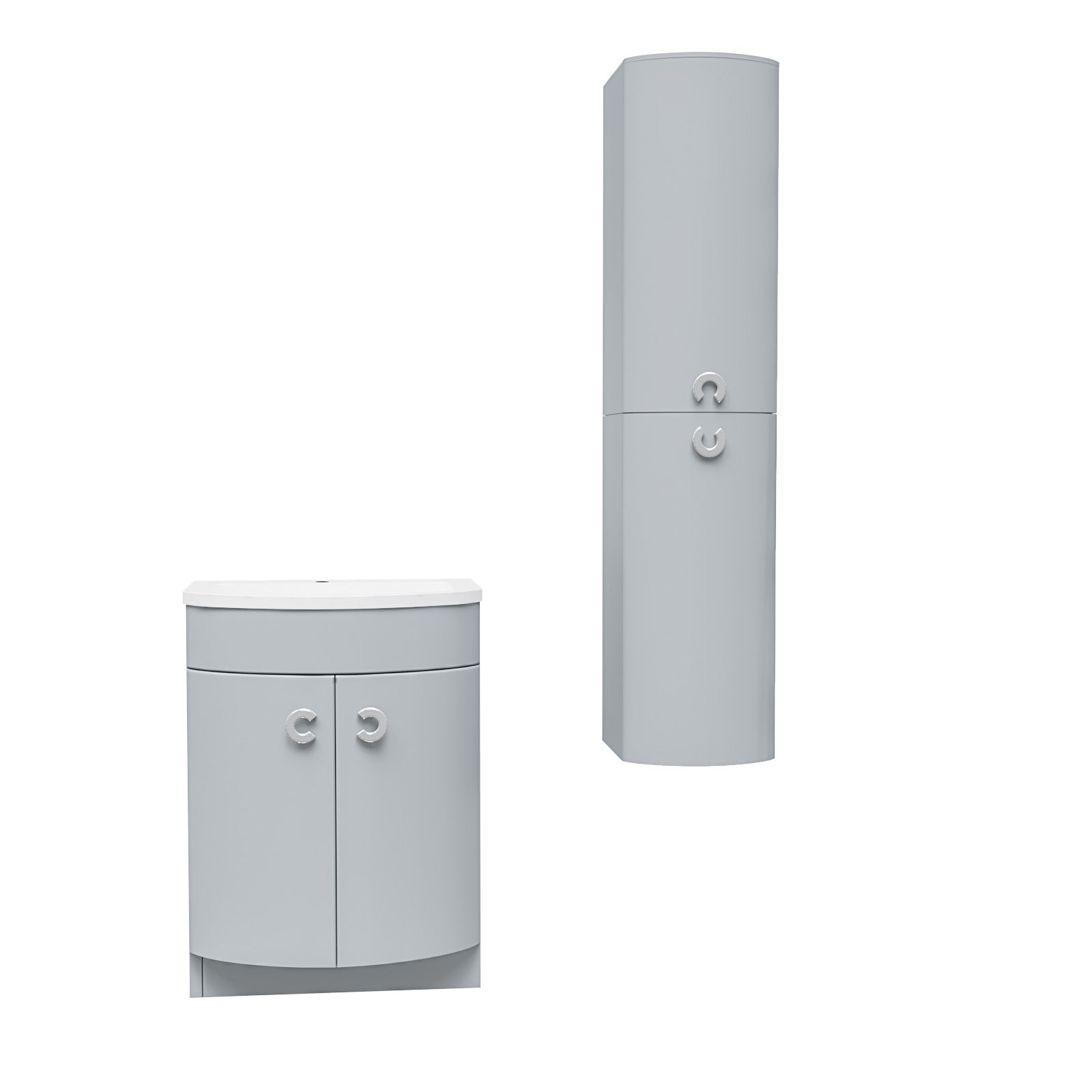 Matte Grey 600mm Freestanding Basin Vanity Unit & Wall Bathroom Storage