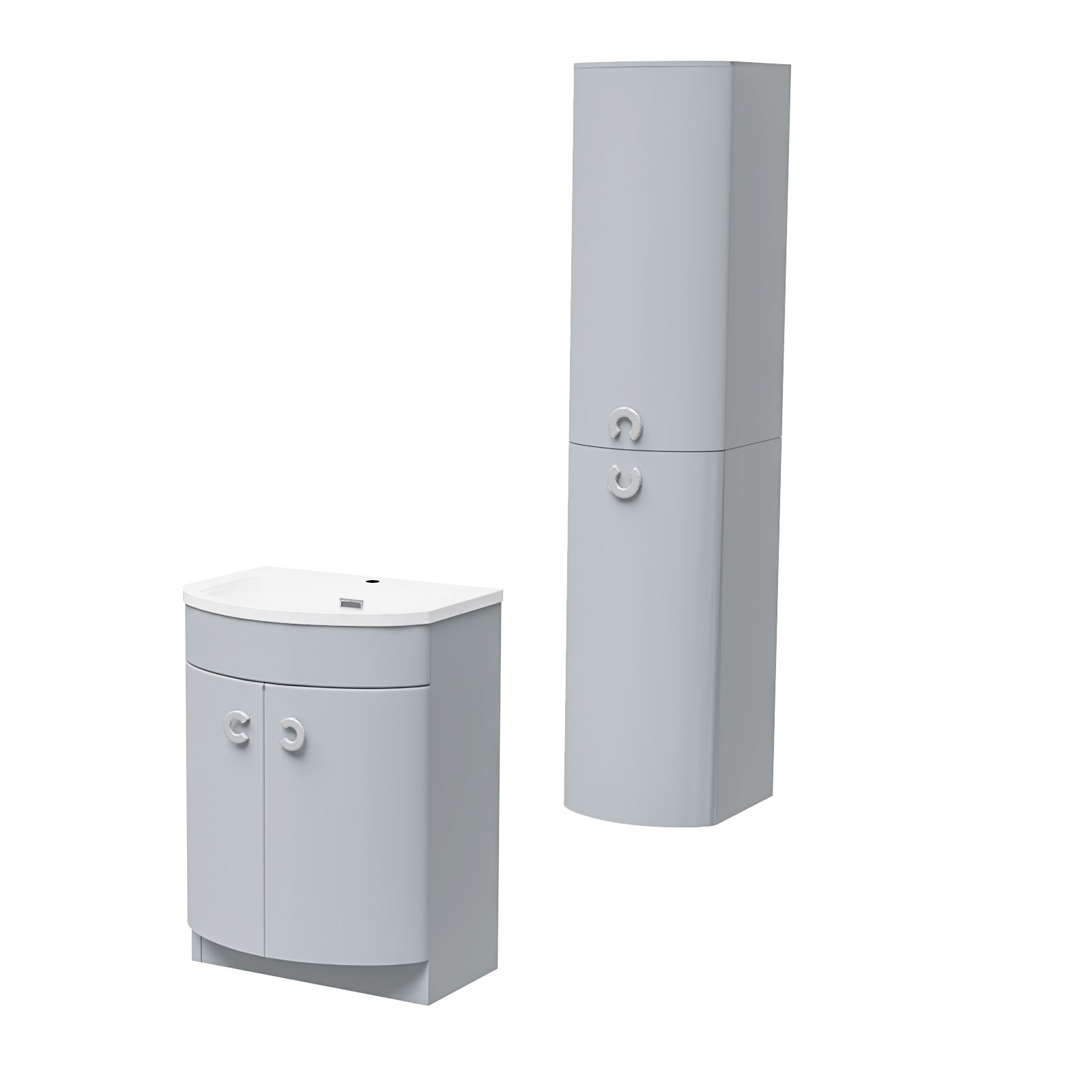 Matte Grey 600mm Freestanding Basin Vanity Unit & Wall Bathroom Storage
