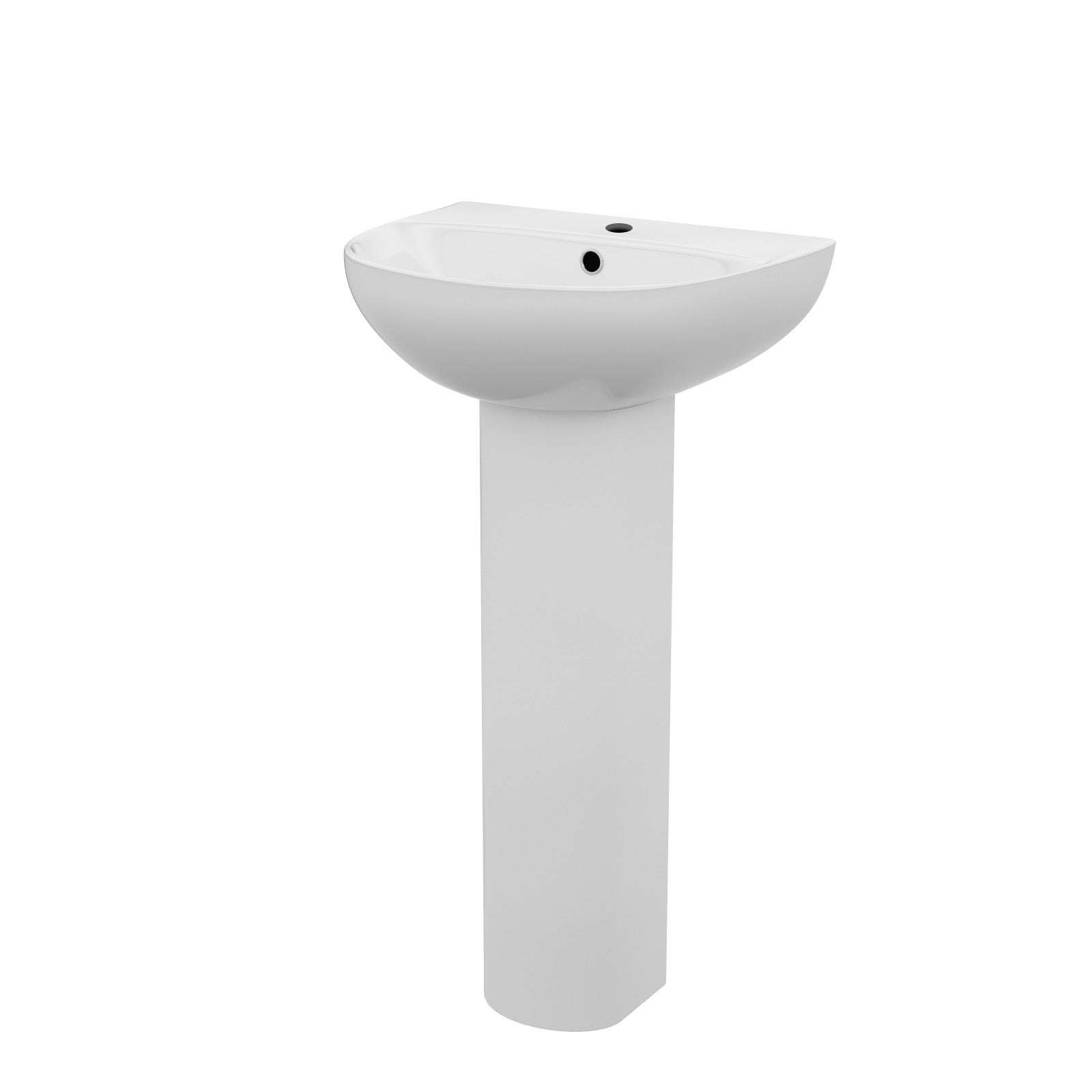 White 450mm Round Slim Edge Full Pedestal Basin