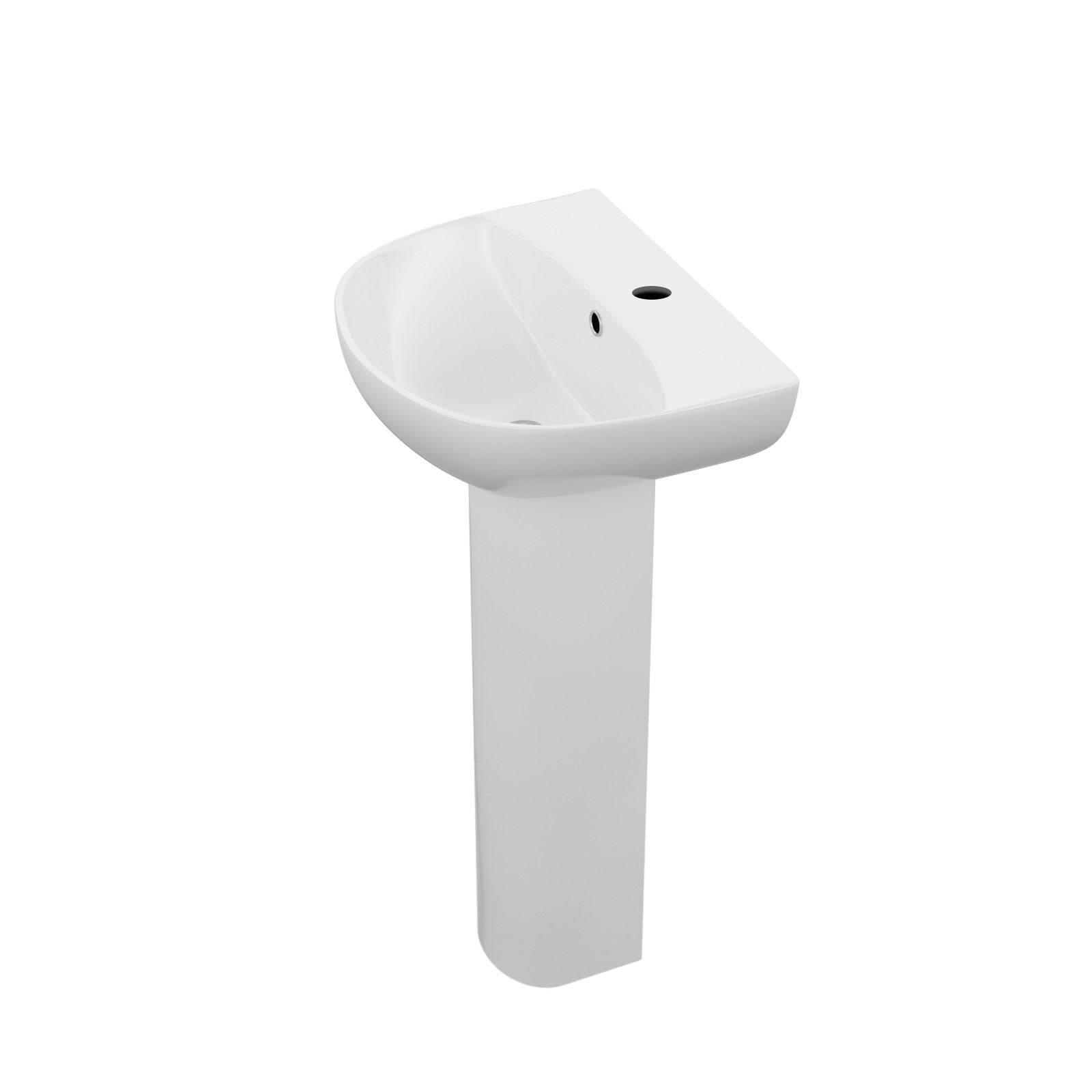 White 450mm Round Slim Edge Full Pedestal Basin