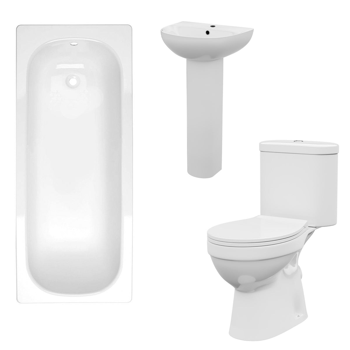Complete Bathroom Suite 1700mm Bath & Full Pedestal Basin With Toilet