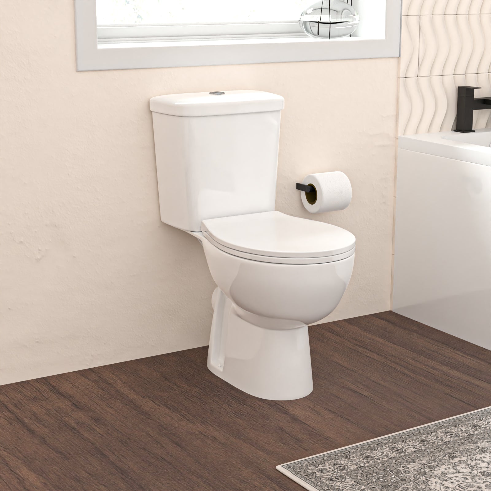 White 450mm Round Slim Edge Pedestal Basin Toilet & Bath