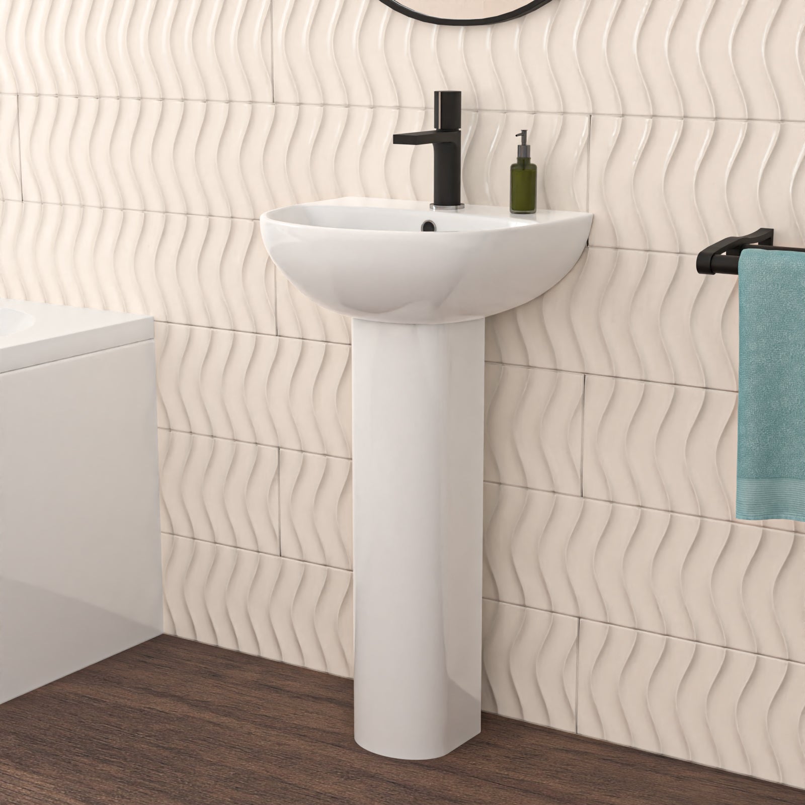 White 450mm Round Slim Edge Pedestal Basin Toilet & Bath