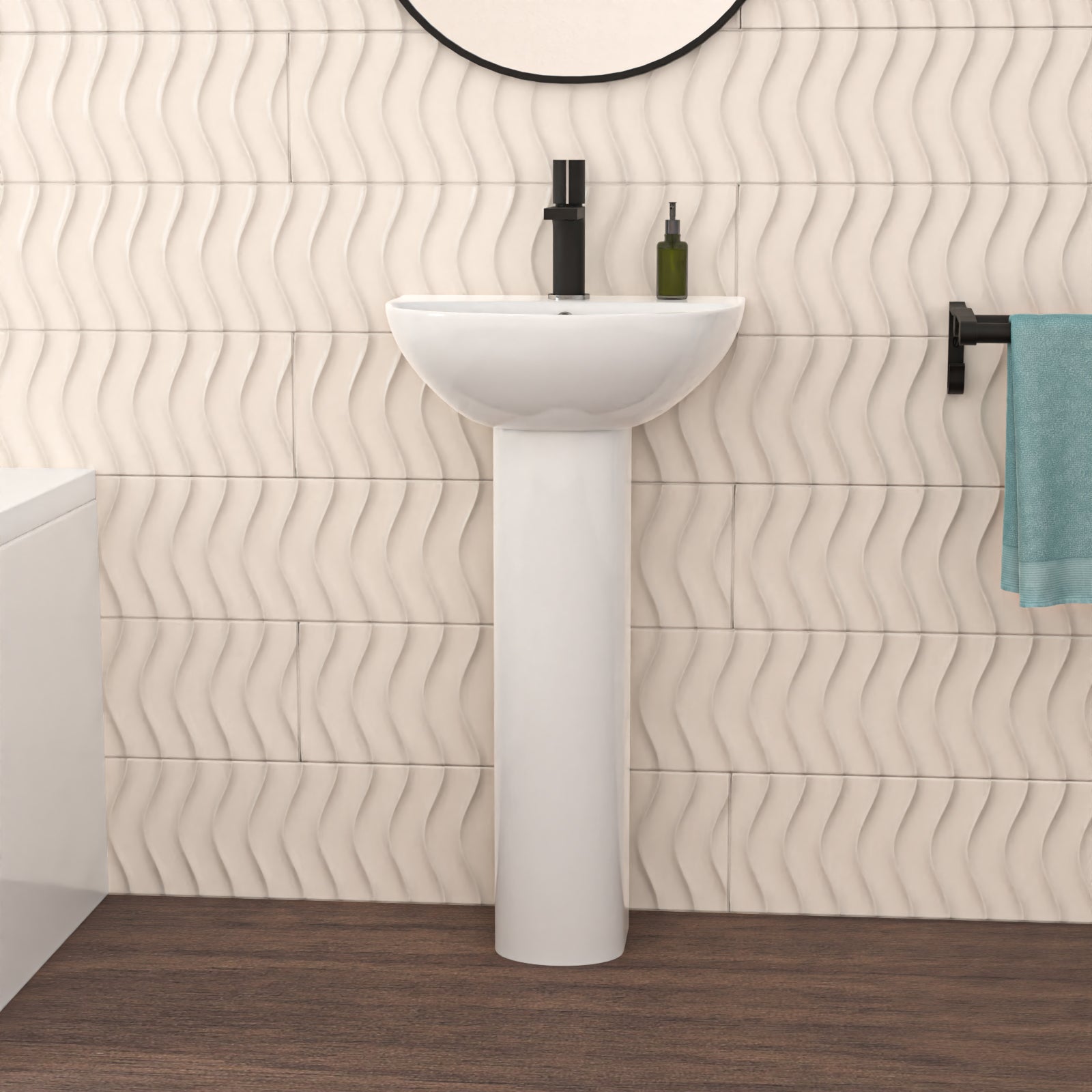 White 450mm Round Slim Edge Pedestal Basin Toilet & Bath