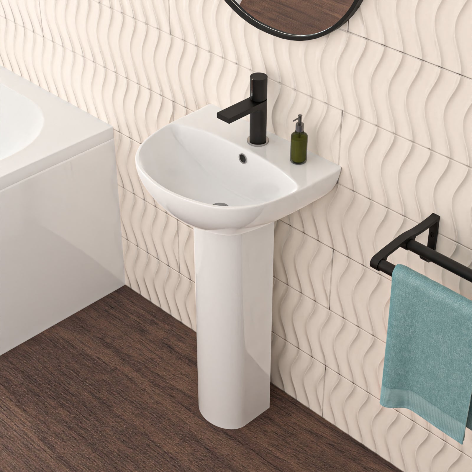 White 450mm Round Slim Edge Pedestal Basin Toilet & Bath