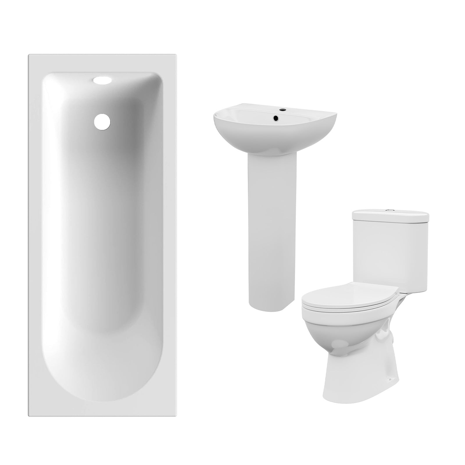 White 450mm Round Slim Edge Pedestal Basin Toilet & Bath
