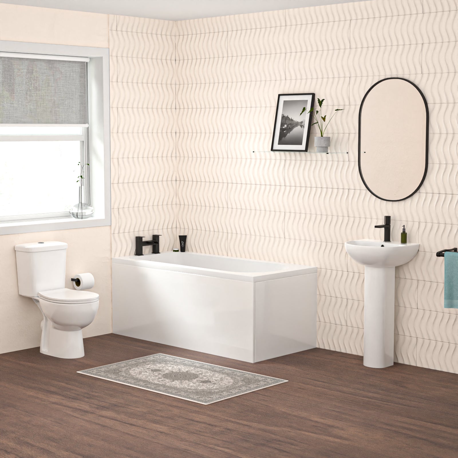 White 450mm Round Slim Edge Pedestal Basin Toilet & Bath