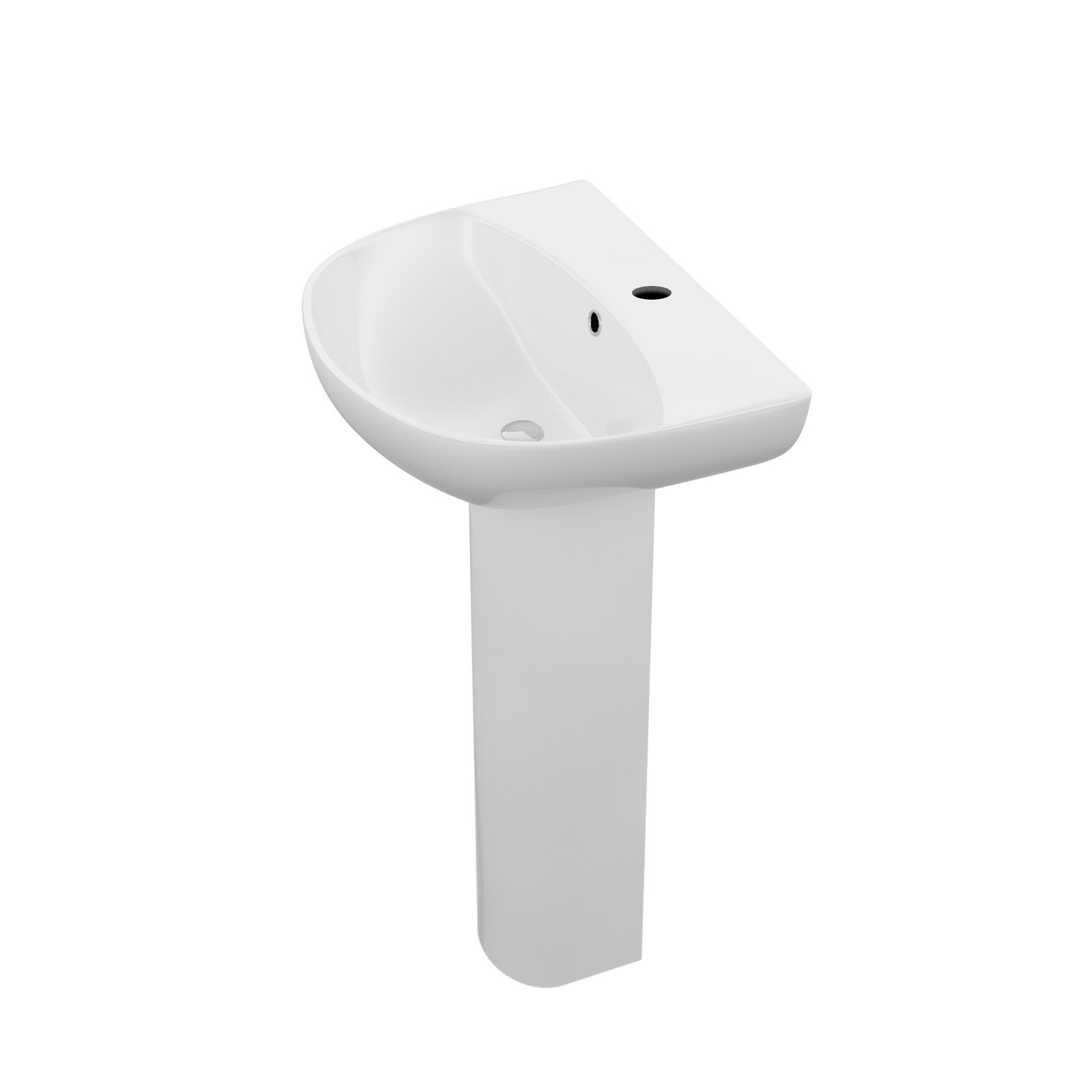 White 500mm Round Slim Edge Full Pedestal Basin