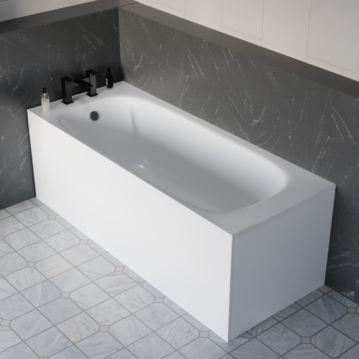 1700mm Bathtub and 500mm Round Slim Edge Pedestal Basin With Toilet