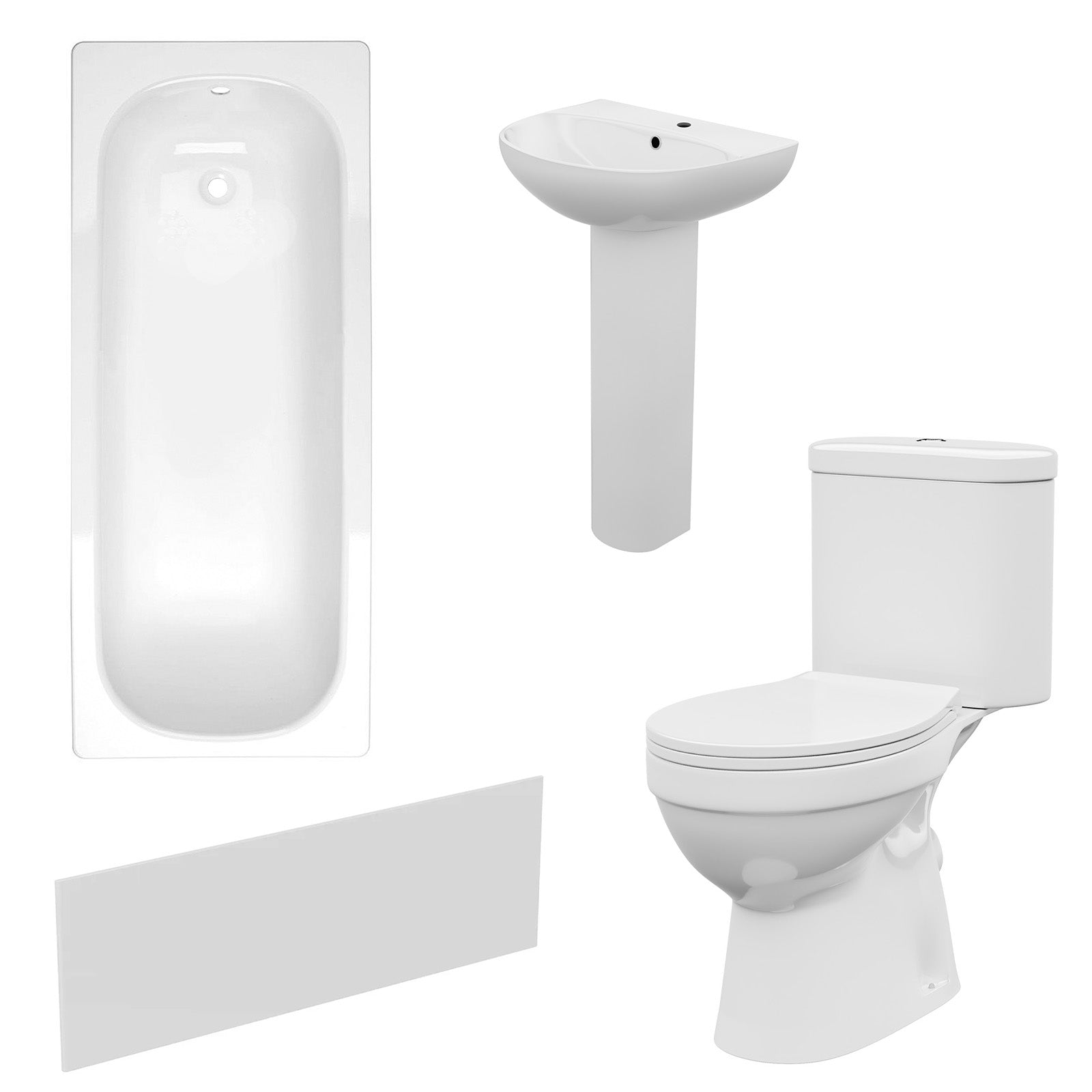 White 500mm Round Slim Edge Pedestal Basin Toilet Bath & Front Panel