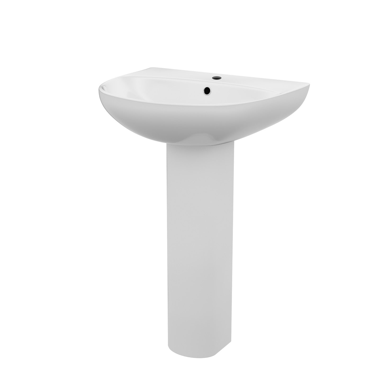 White 550mm Round Slim Edge Full Pedestal Basin