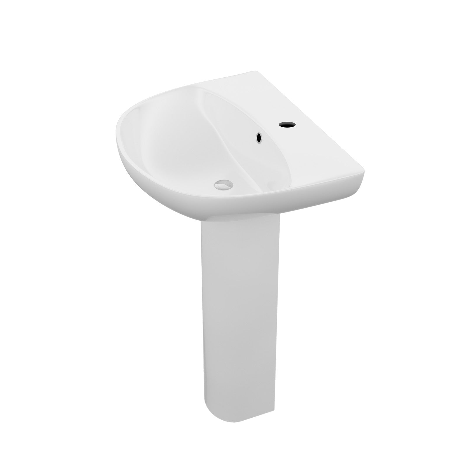 White 550mm Round Slim Edge Full Pedestal Basin