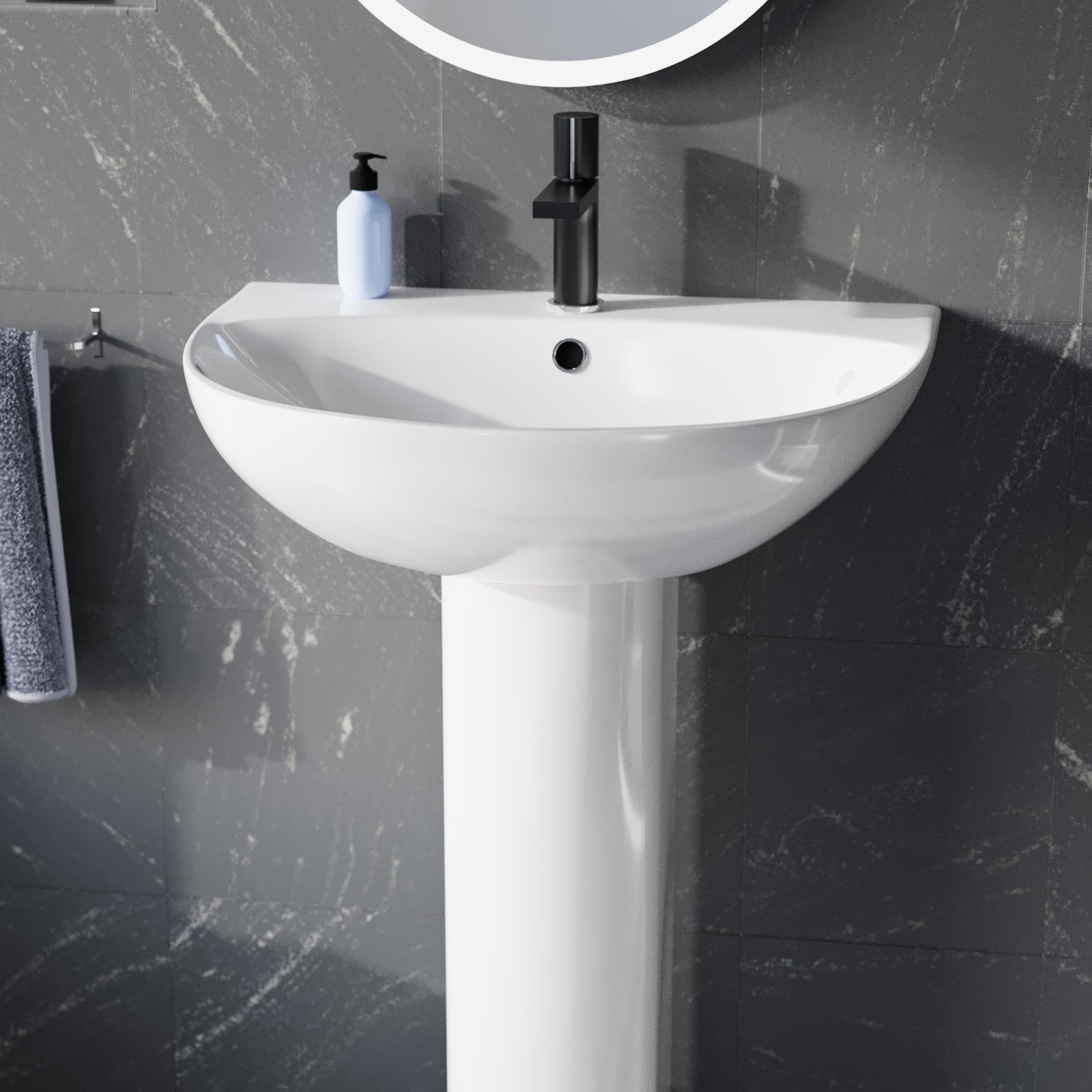Cassis Basics 1700mm Bathroom Suite with Bath & 550mm Pedestal Basin