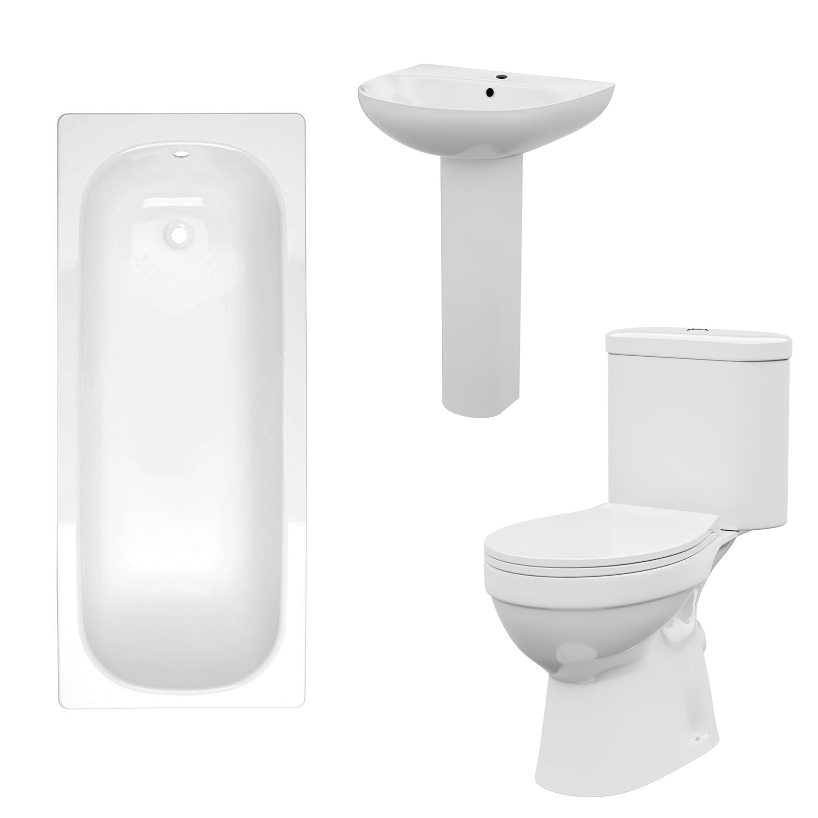 Cassis Basics 1700mm Bathroom Suite with Bath & 550mm Pedestal Basin