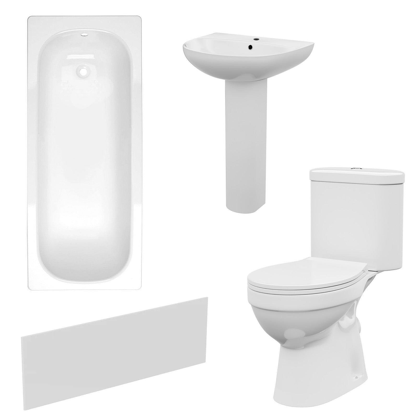 White 550mm Round Slim Edge Pedestal Basin Toilet Bath & Front Panel