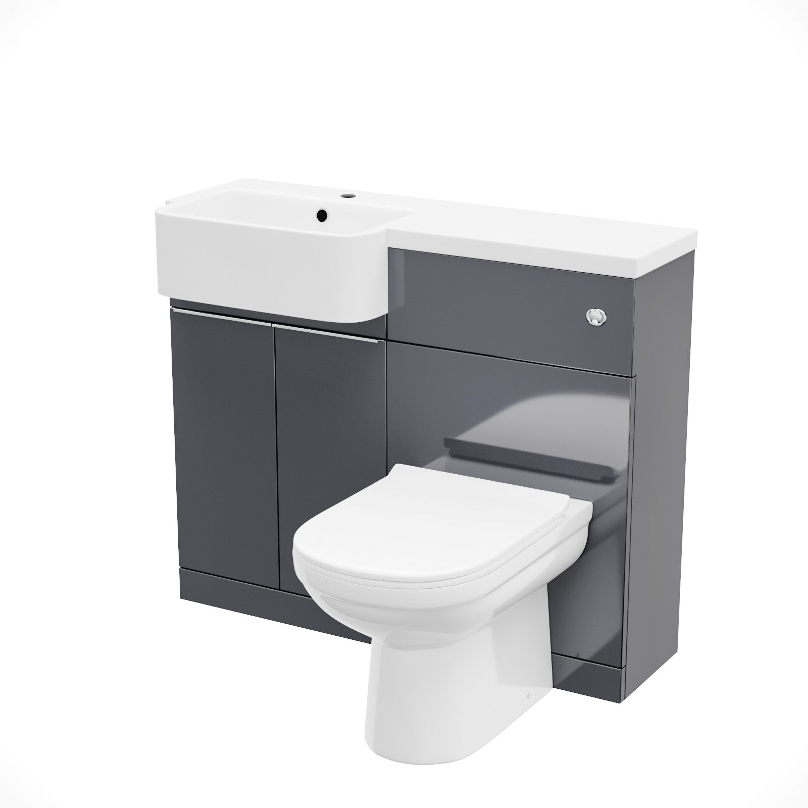 Bretford 1000mm Dark Grey LH Freestanding Cabinet with Basin, WC Unit & Toilet