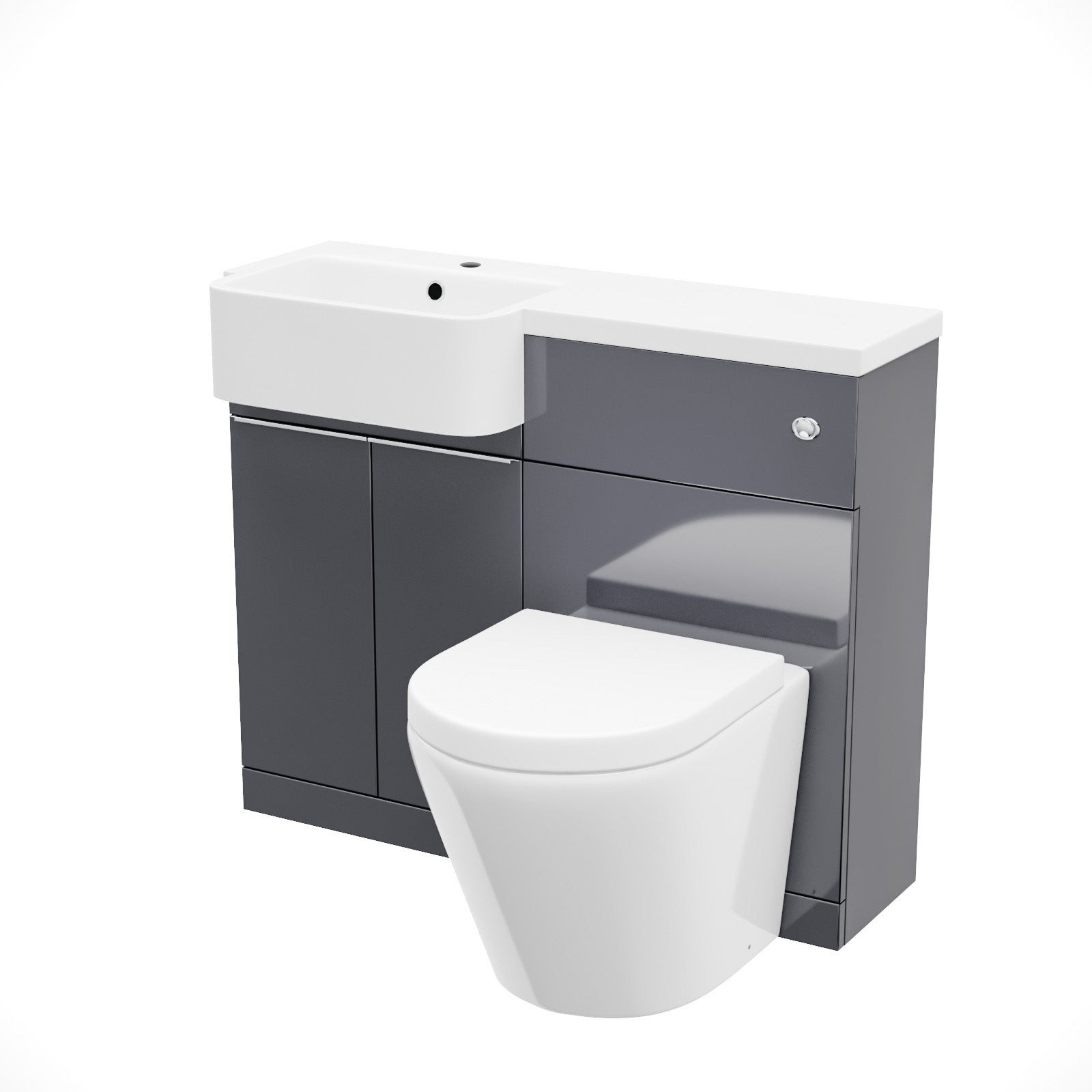 1000mm Freestanding Cabinet Anthracite with Basin, WC Unit & Toilet