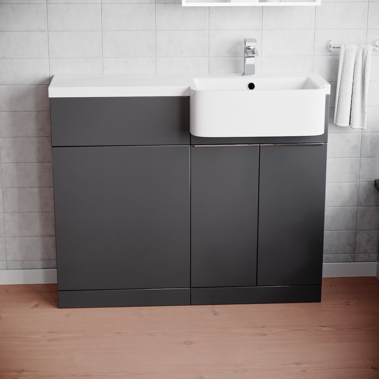 Bretford 1000mm Right Hand Freestanding Anthracite Cabinet with Basin & WC Unit