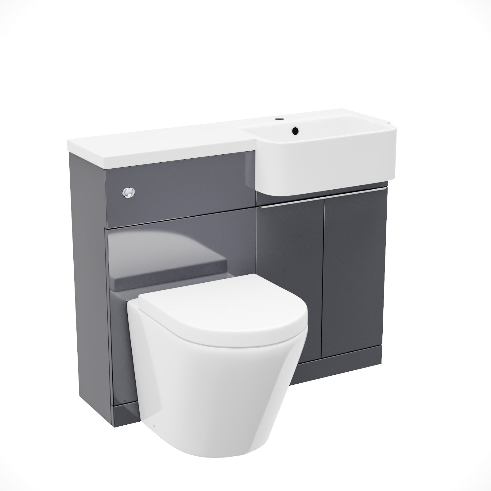 1000mm Freestanding Cabinet Anthracite with Basin, WC Unit & Toilet