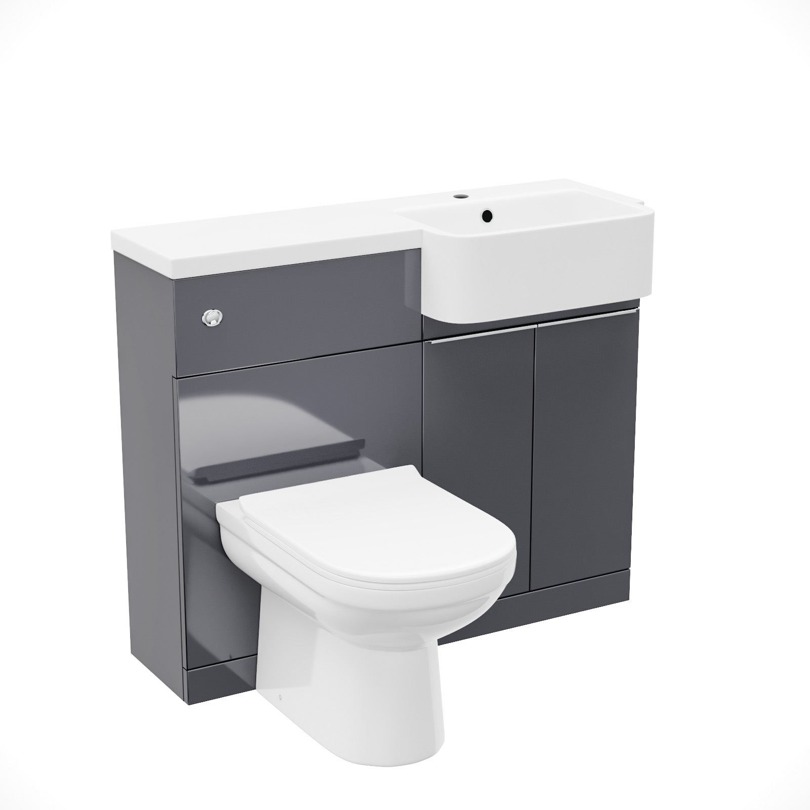 Haoran 1000mm Anthracite Freestanding Cabinet with Basin, WC Unit & Toilet