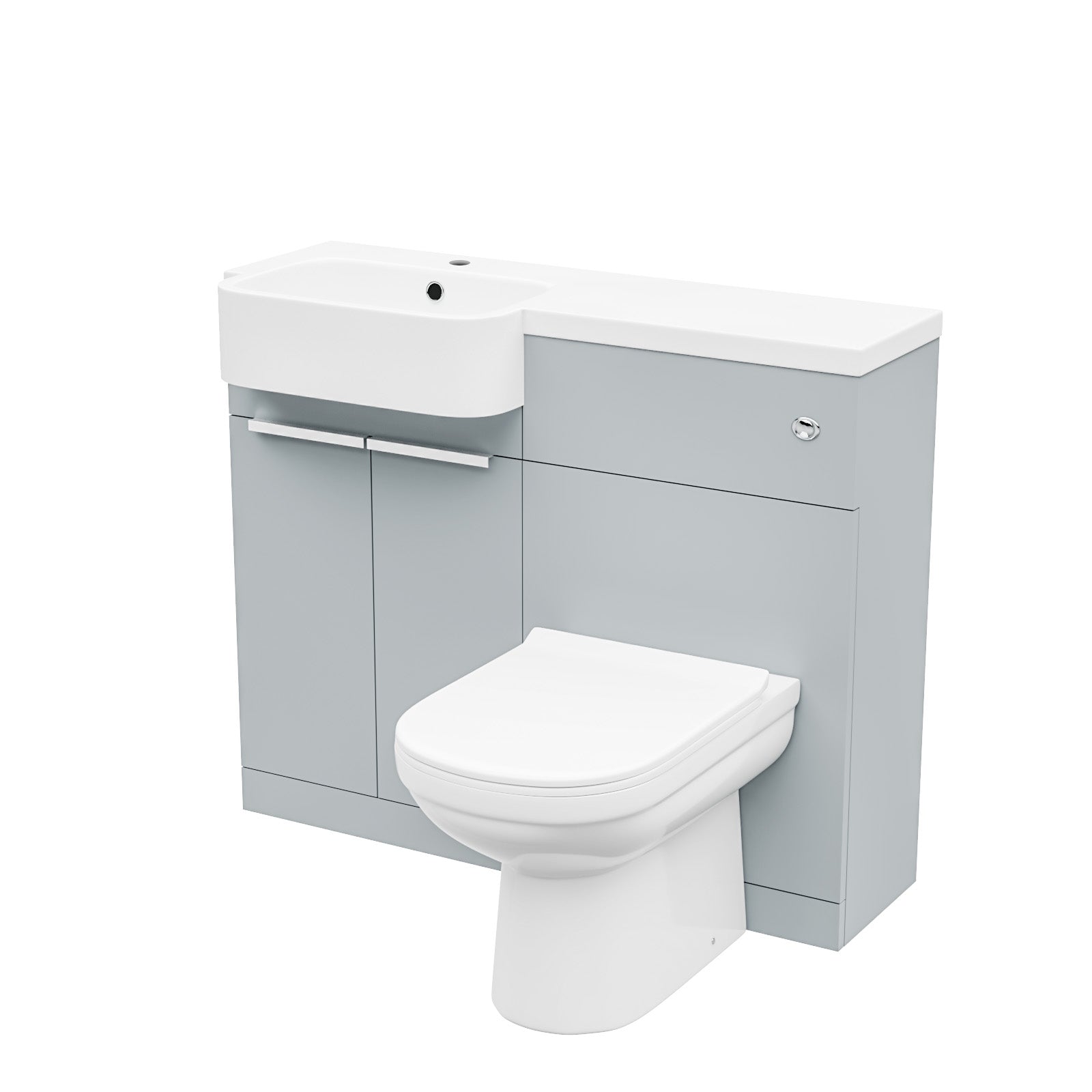 1000mm Left Hand Matte Grey Basin Vanity WC Unit Round BTW Toilet