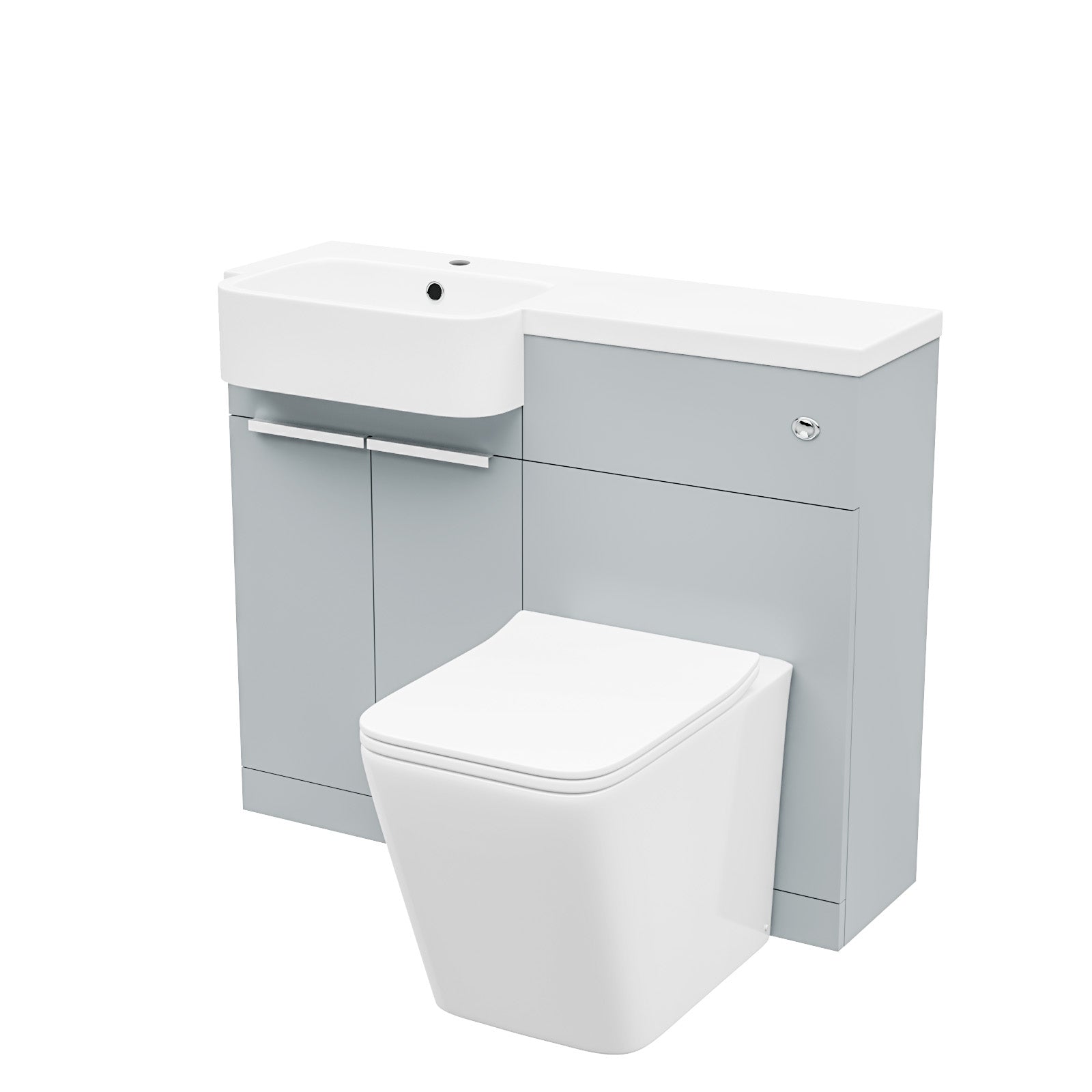 1000mm Left Hand Matte Grey Basin Vanity WC Unit Square BTW Toilet