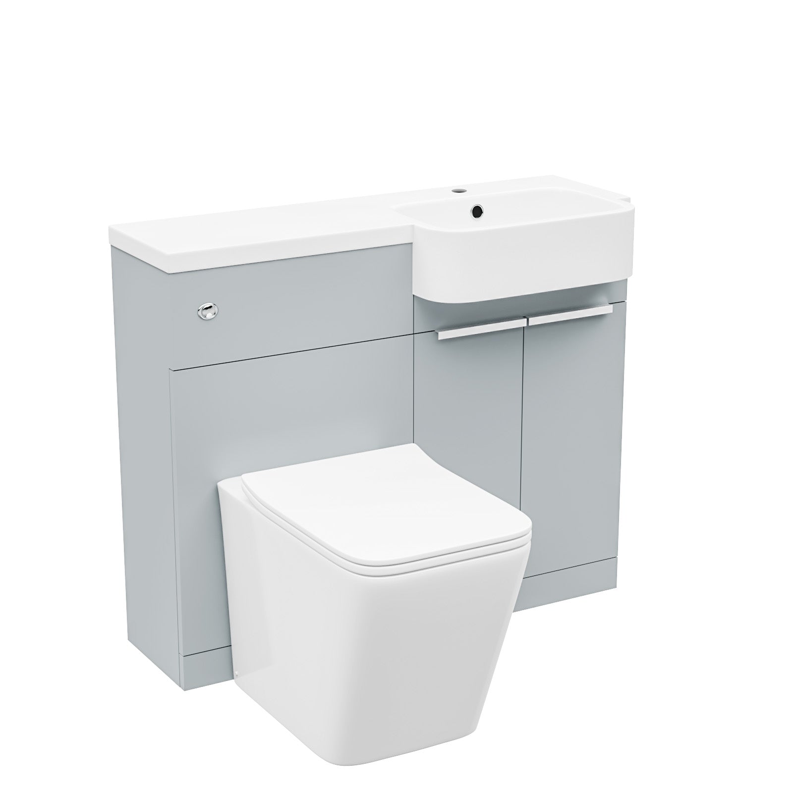 1000mm Right Hand Matte Grey Basin Vanity WC Unit Square BTW Toilet