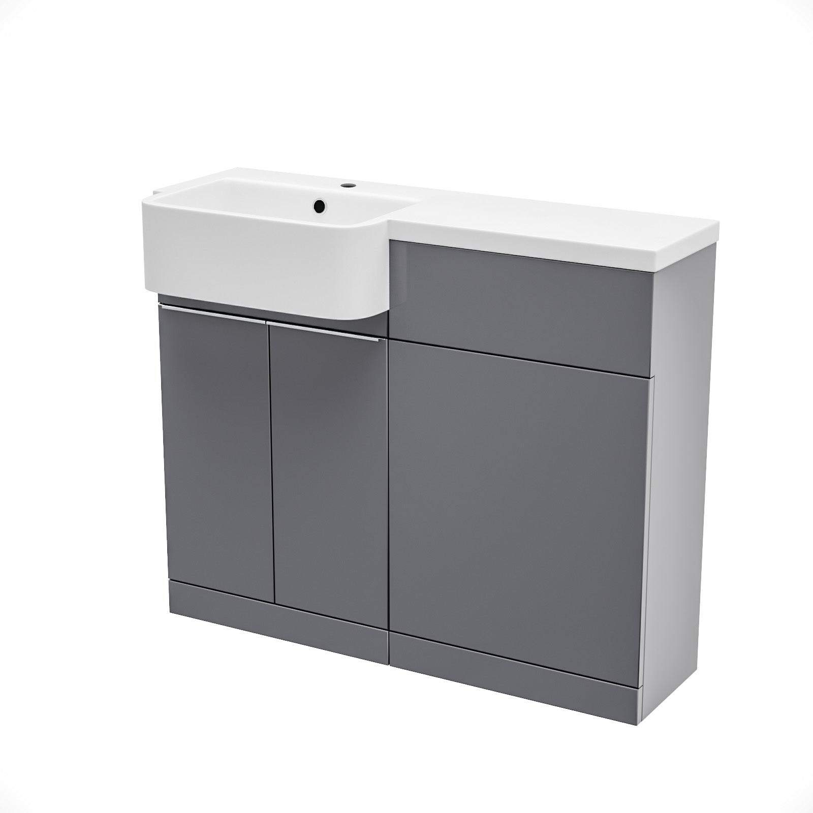 Haoran 1000mm Freestanding Steel Grey Cabinet with Basin & WC Unit