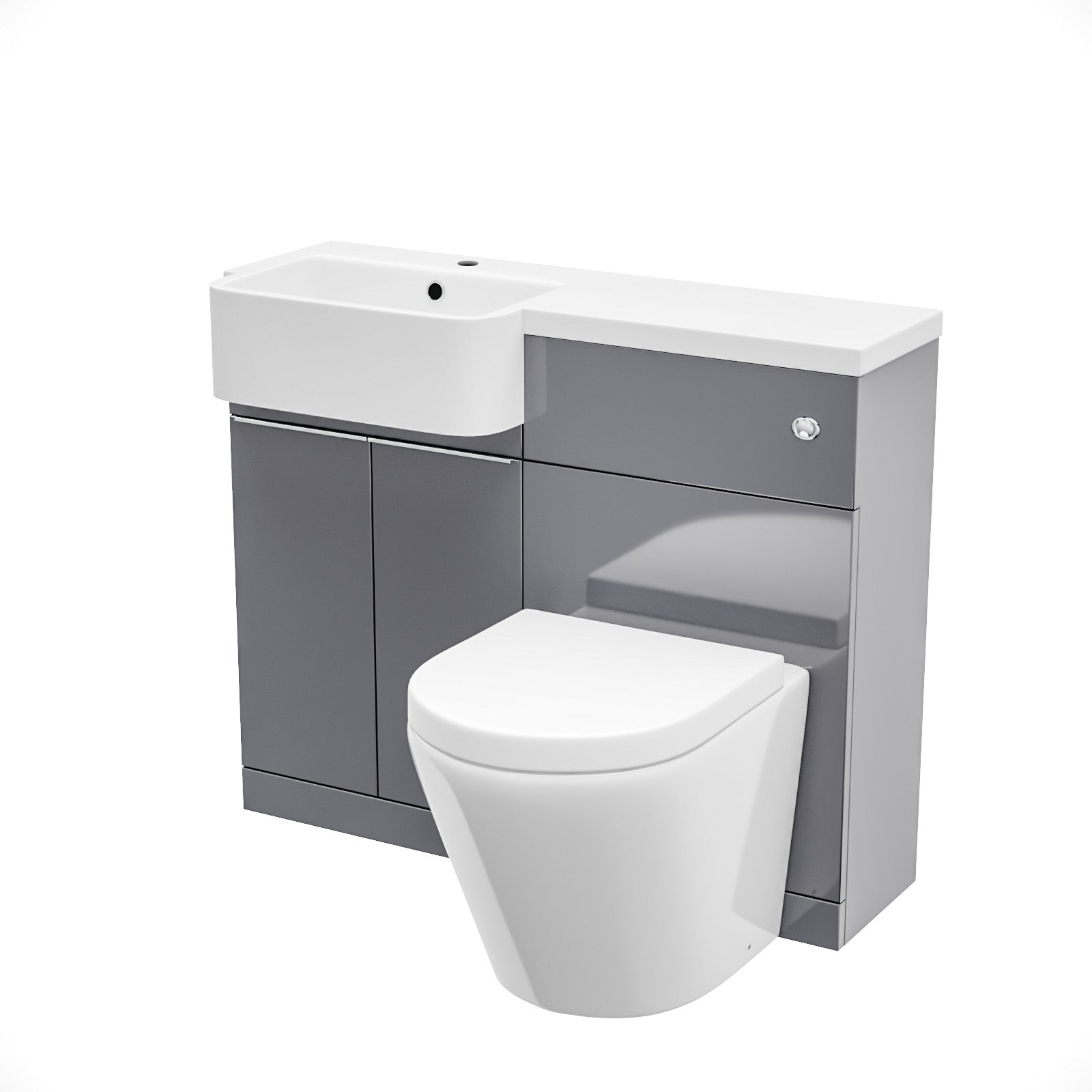 Haoran 1000mm Freestanding Cabinet Steel Grey with Basin, WC Unit & Toilet