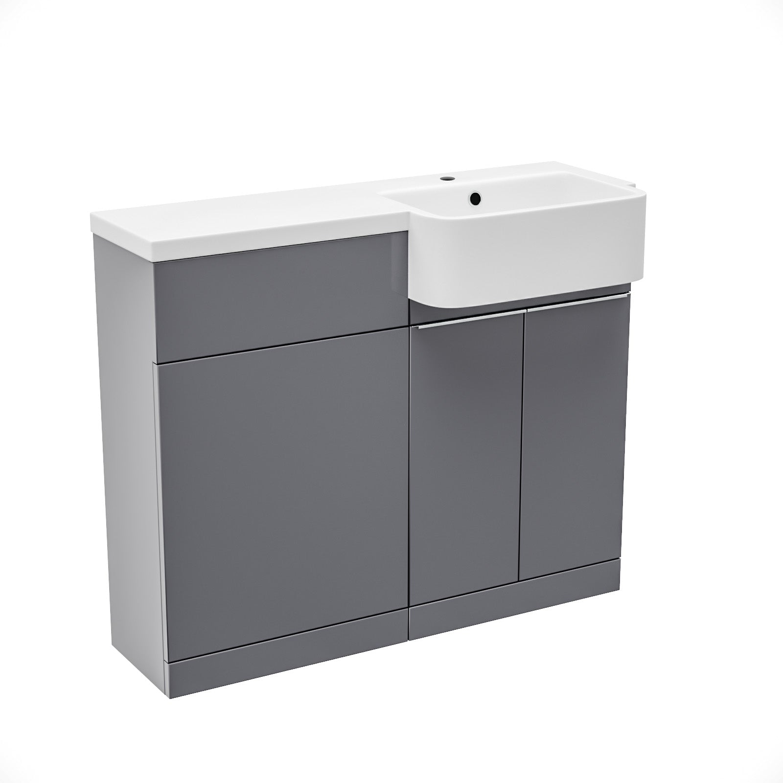 Haoran 1000mm Freestanding Steel Grey Cabinet with Basin & WC Unit