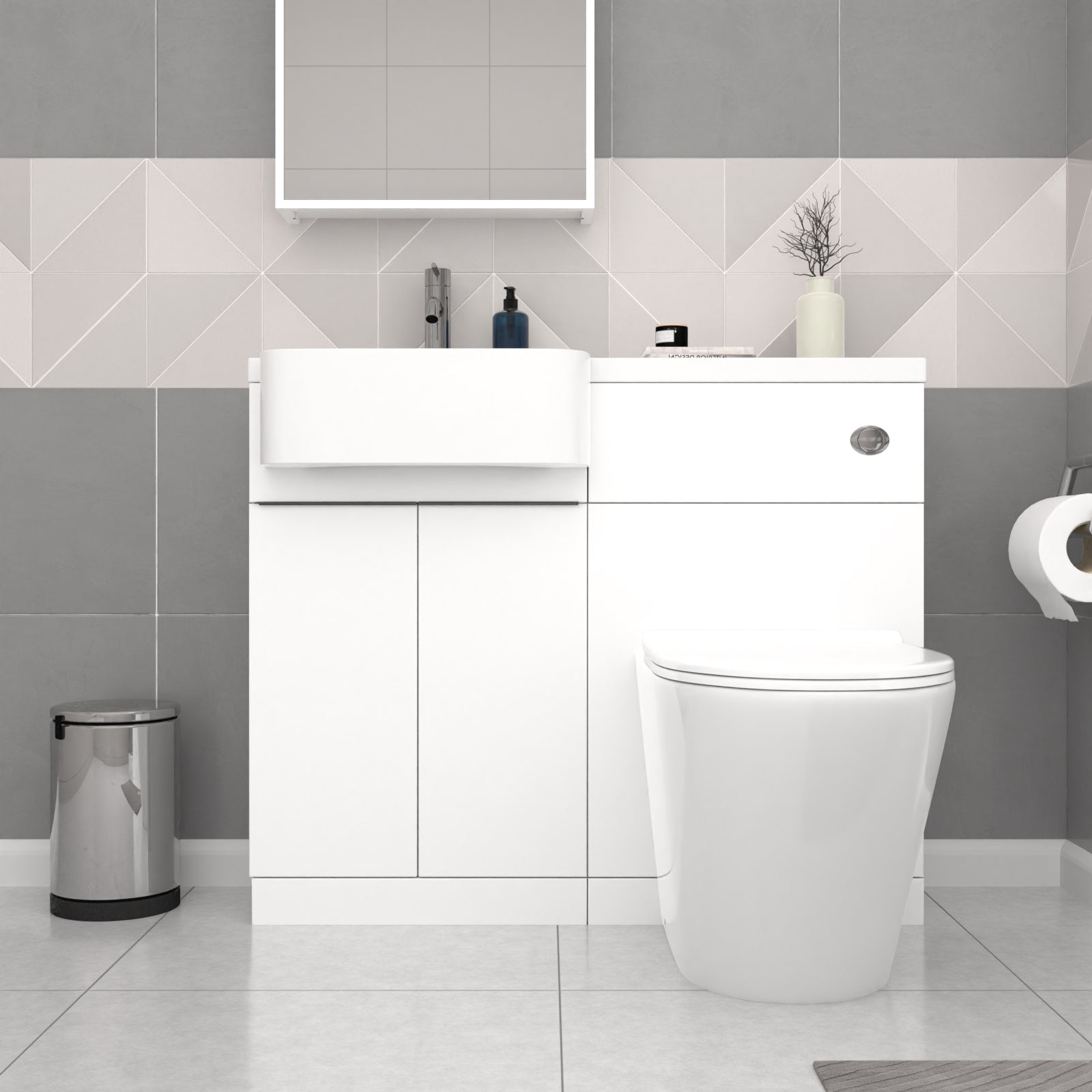 Bretford LH Basin Black Handle WC Unit BTW Toilet L-Shaped Bath & Panel Screen