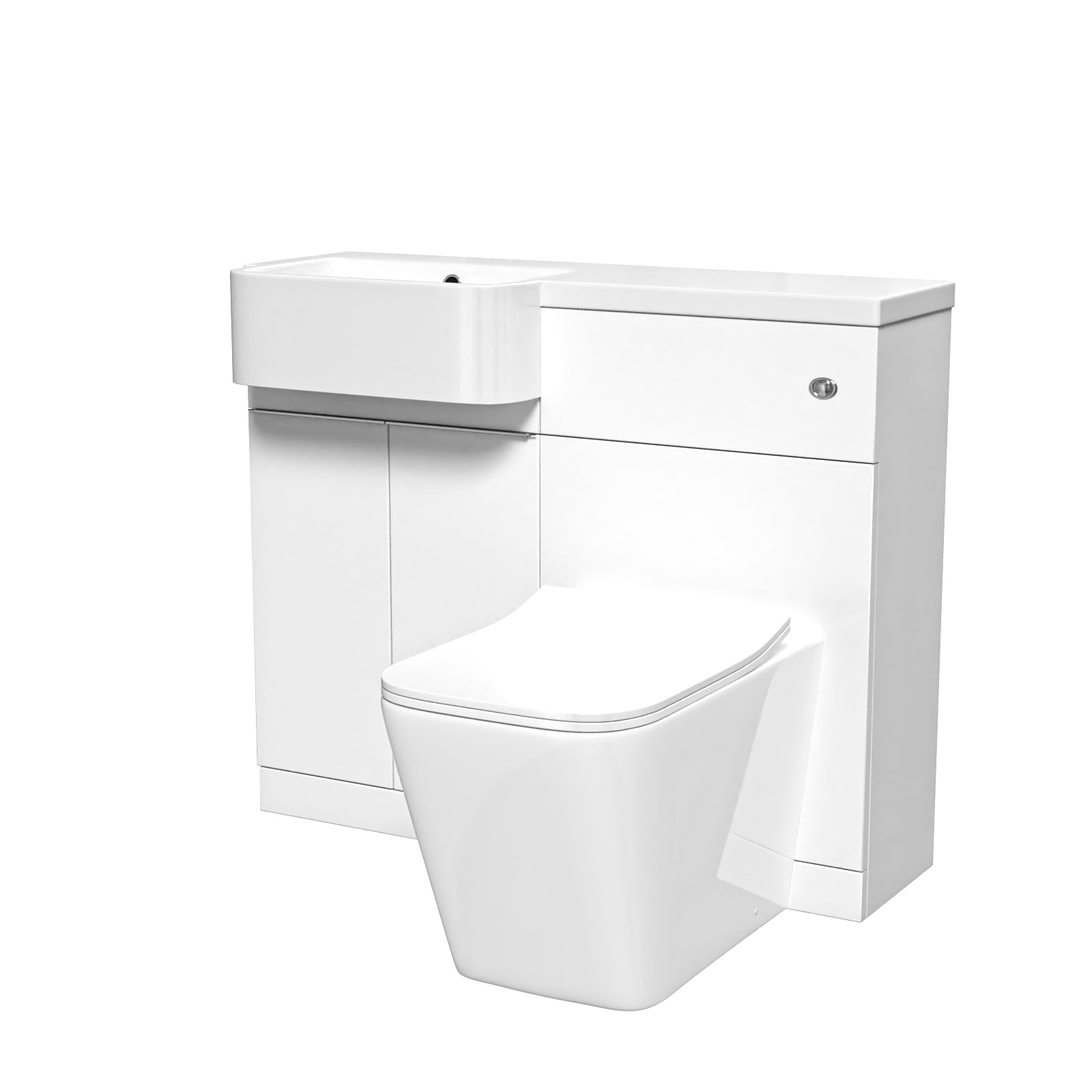 Bretford 1000mm Left Hand Freestanding White Basin Cabinet WC Unit Square Toilet