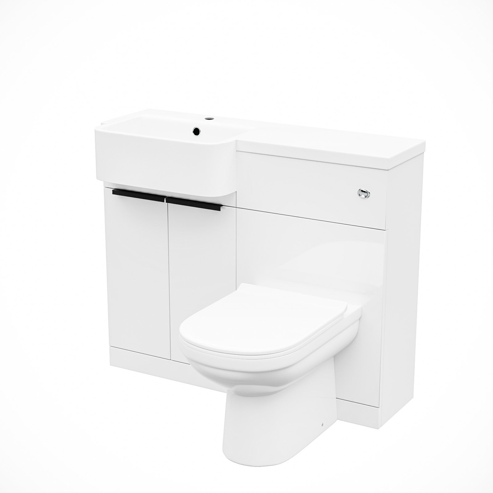 Haoran Freestanding Basin Vanity Unit With Black Handles, WC Unit & Toilet