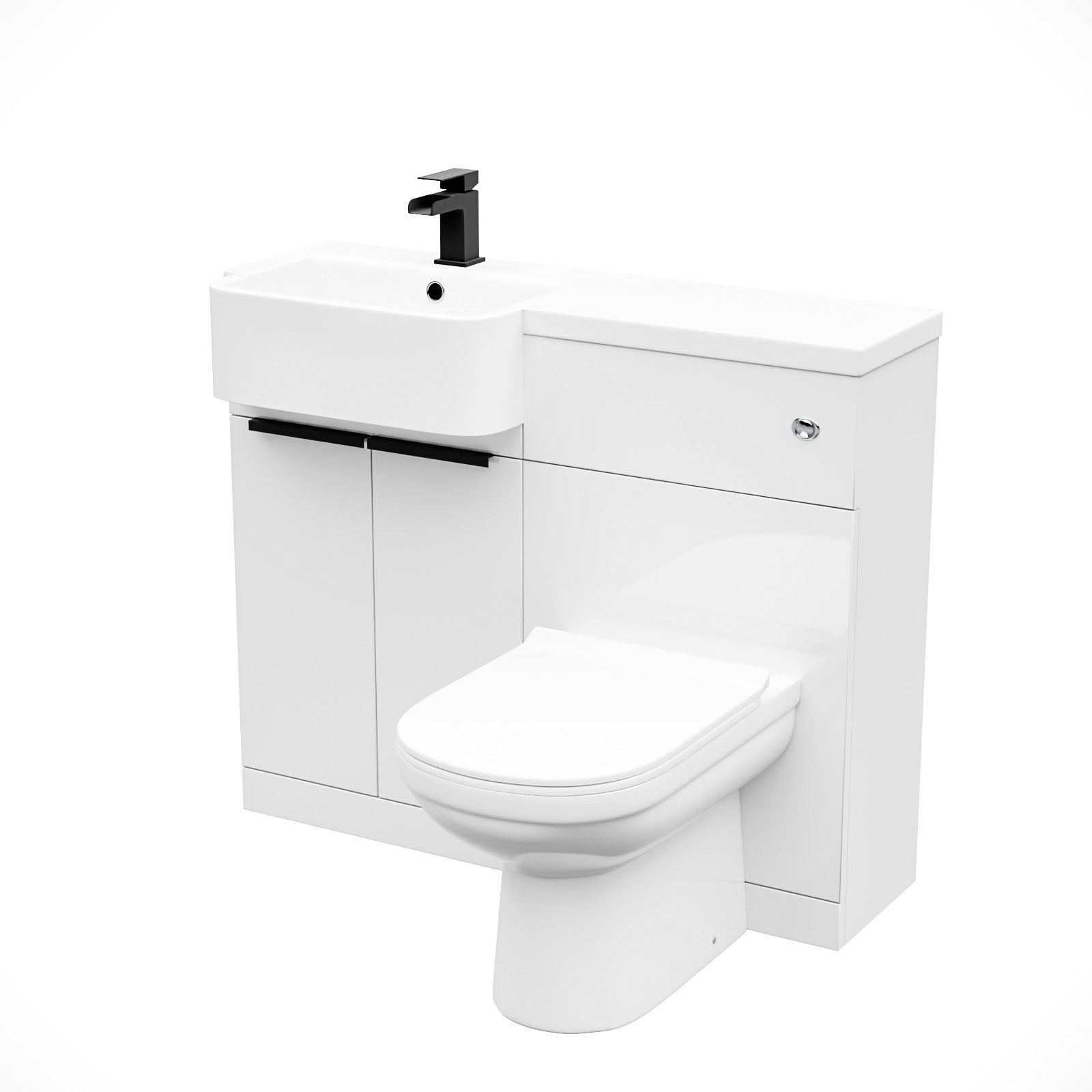 Haoran Black Handle Basin Vanity Unit With Tap, WC Unit & Toilet