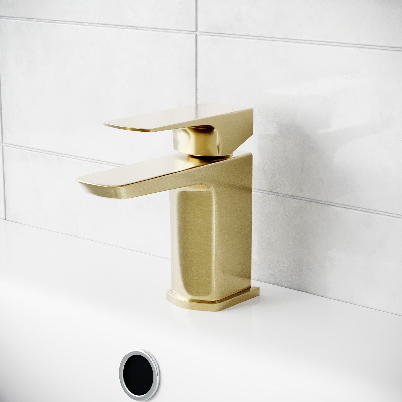 Haoran Brushed Brass Handle Basin Vanity Unit With Tap & WC Unit