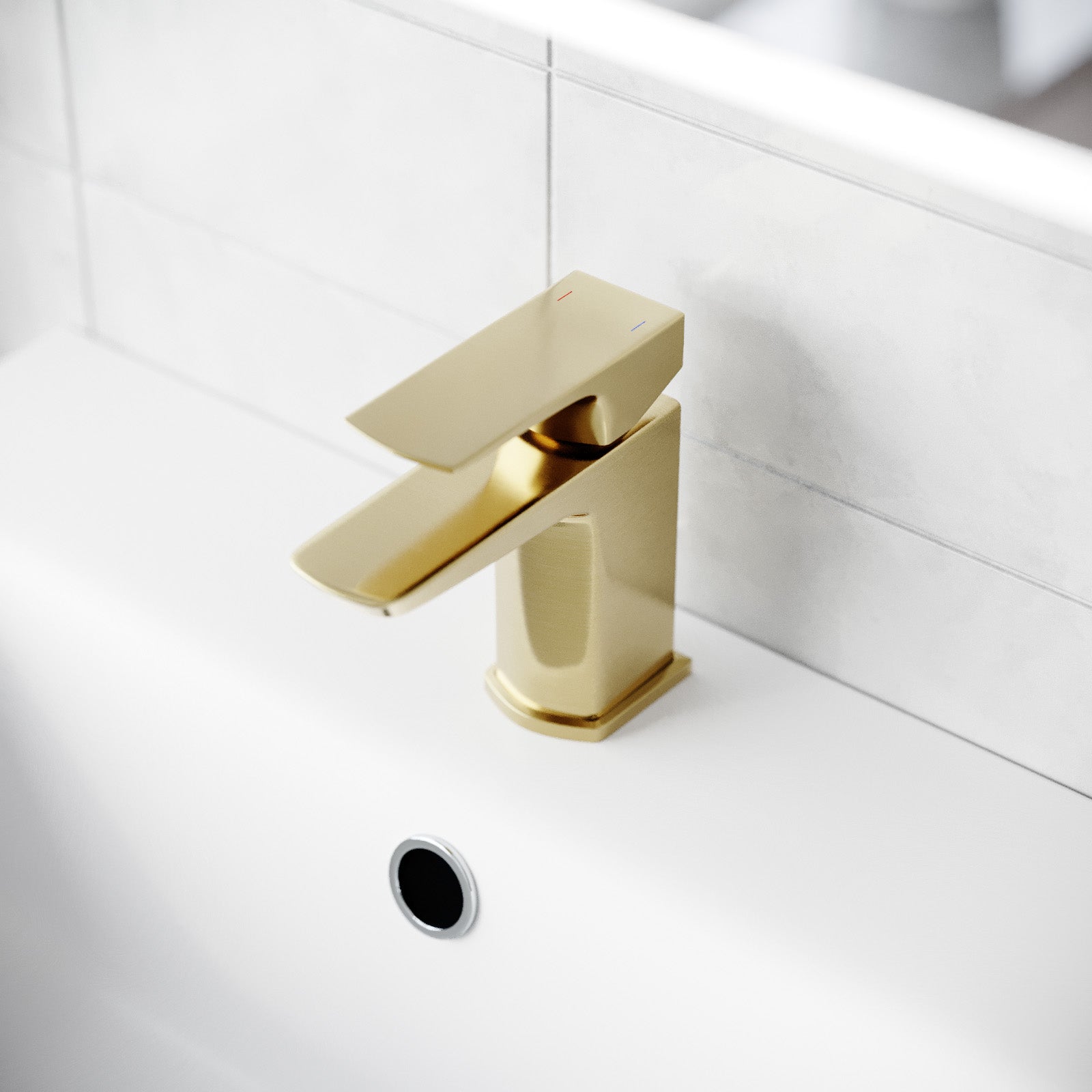 Haoran Brushed Brass Handle Basin Vanity Unit With Tap & WC Unit